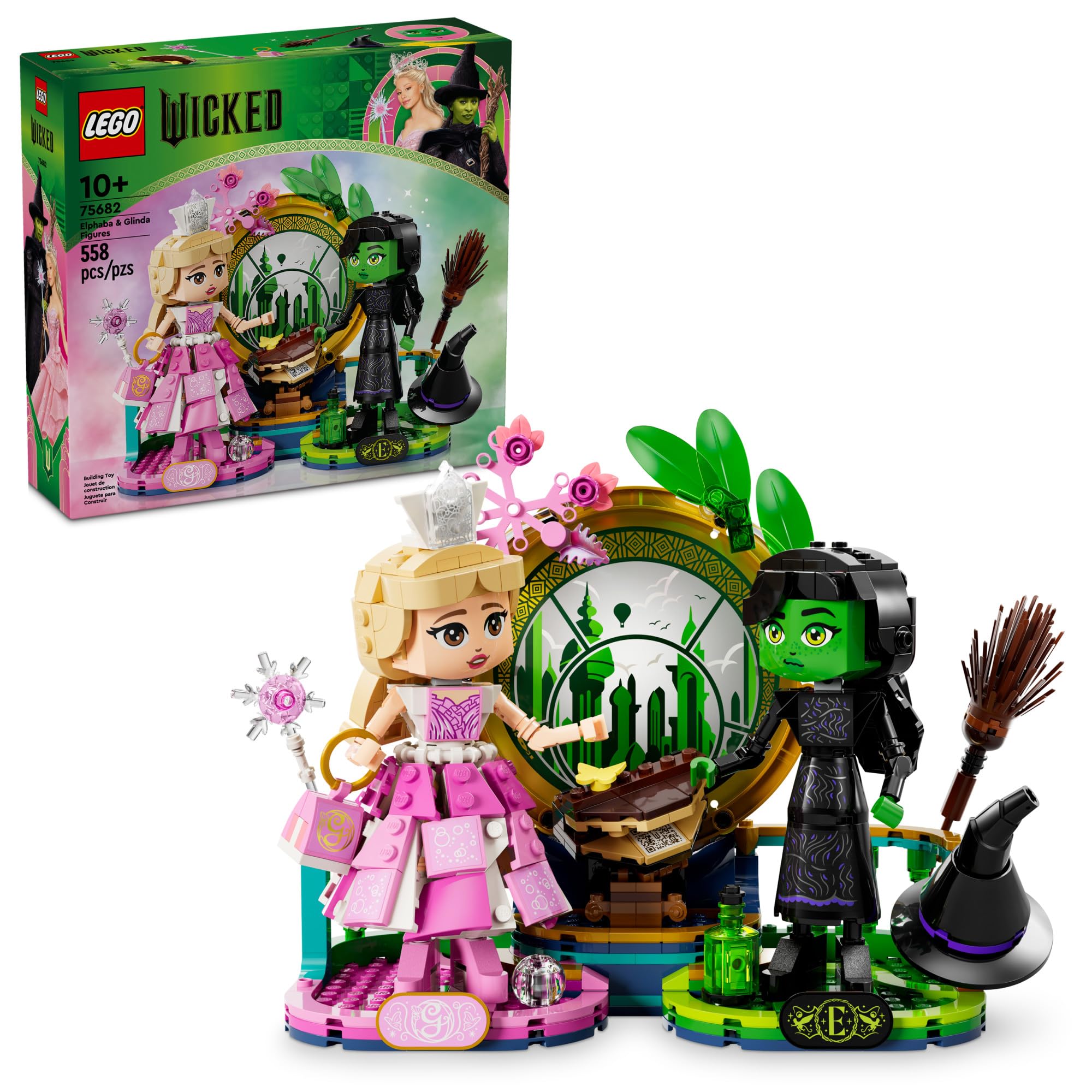 LEGO Wicked Elphaba & Glinda Figures Building Toy - Wicked Toys for Kids, Girls & Boys, Age 10+ - Buildable Wicked Dolls - Gifts for Christmas - 75682