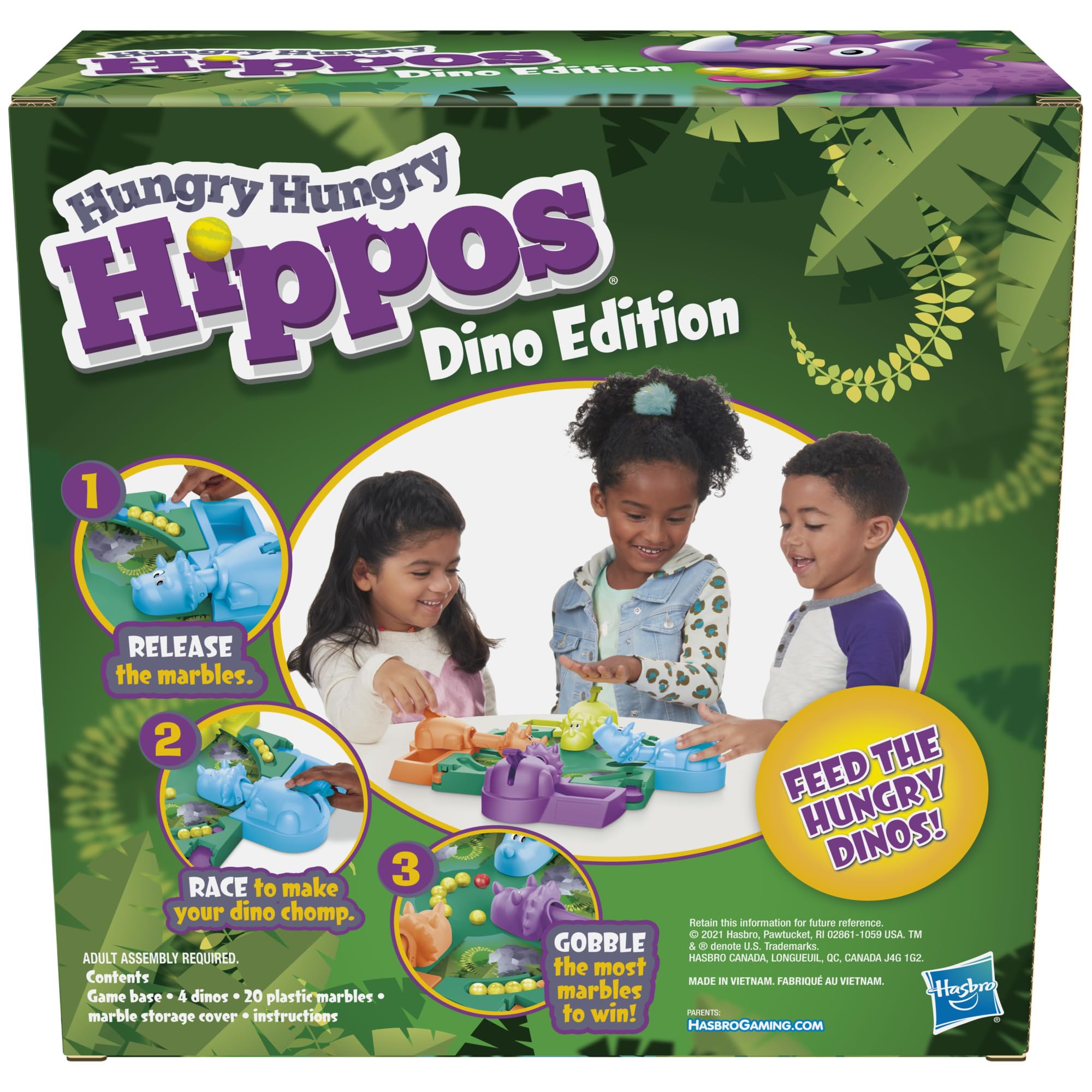 Hasbro Gaming Hungry Hungry Hippos Dino Edition Board Game, Pre-School Game for Ages 4 and Up; for 2 to 4 Players (Amazon Exclusive)