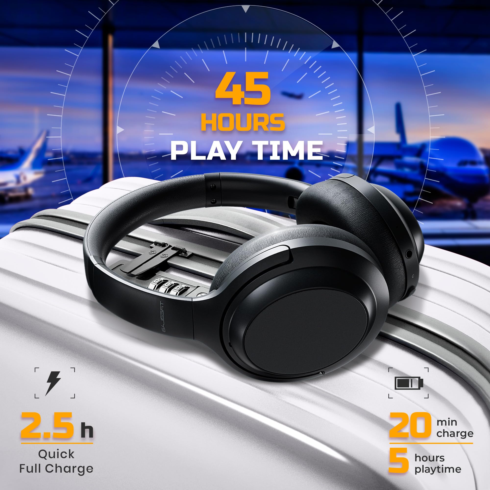 TREBLAB Z7 Pro - Hybrid Active Noise Cancelling Headphones, Signature aptX-HD Audio, Memory Foam Ear Cups, Foldable, 45H Play, Bluetooth 5, Fast Charging, Comfortable Headphones Wireless Bluetooth