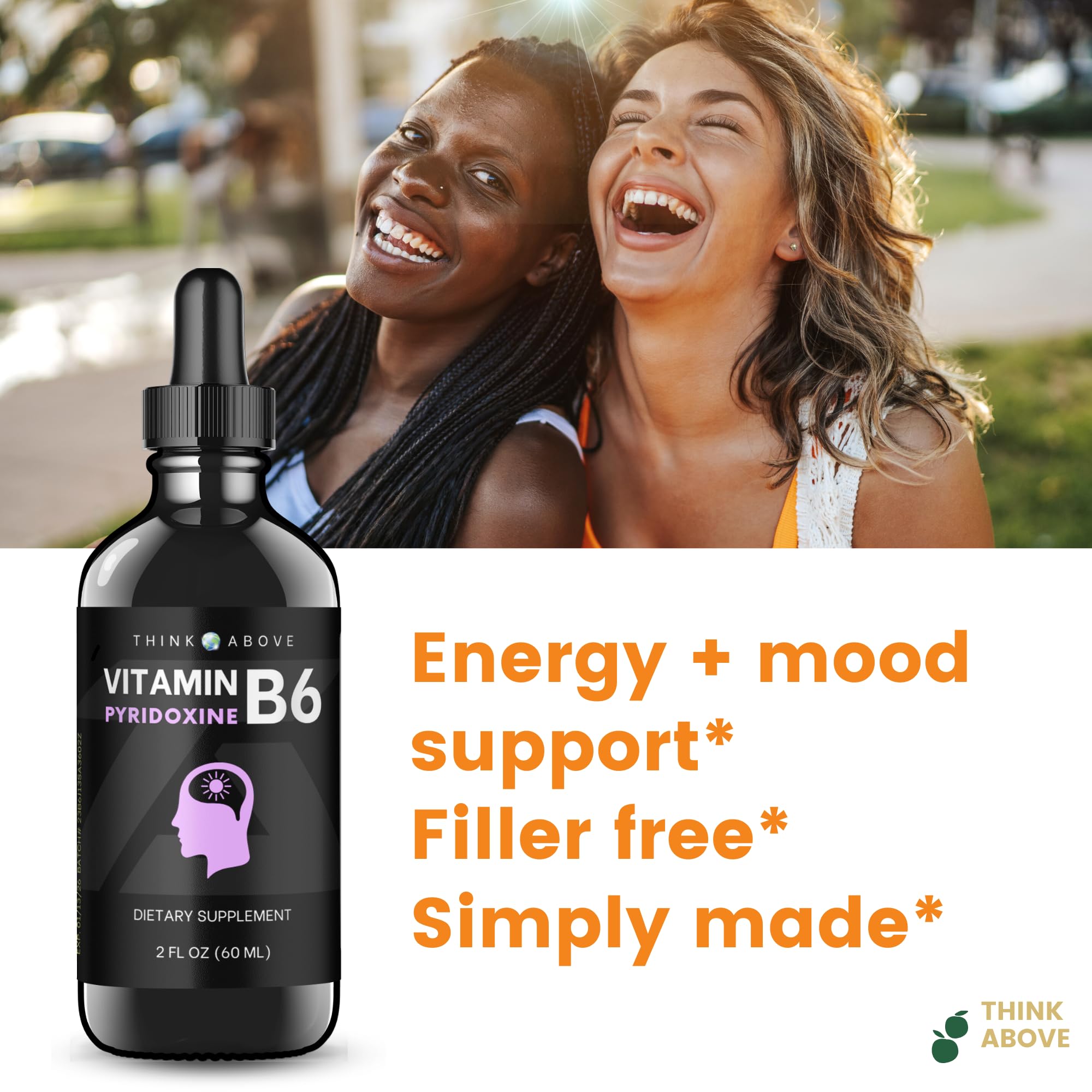 Vitamin B6 Liquid Drops - Pyridoxine hcl - B6 Vitamins Support Brain Function, Immune System, Nervous System and Mood - 17 mg 1000% DV - Gluten and Filler Free - 30 Day Supply - (2 oz) For Adults