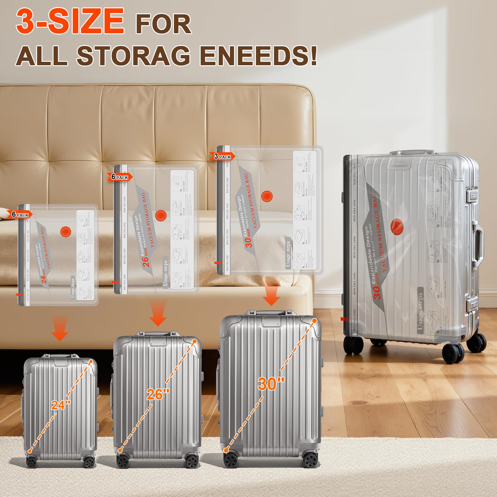 Travel Vacuum Bags with Rechargeable Pump Kit - 15 Pack Compression Bag for Travel & Home, Space Saver for Clothes, Blankets, Seasonal Storage