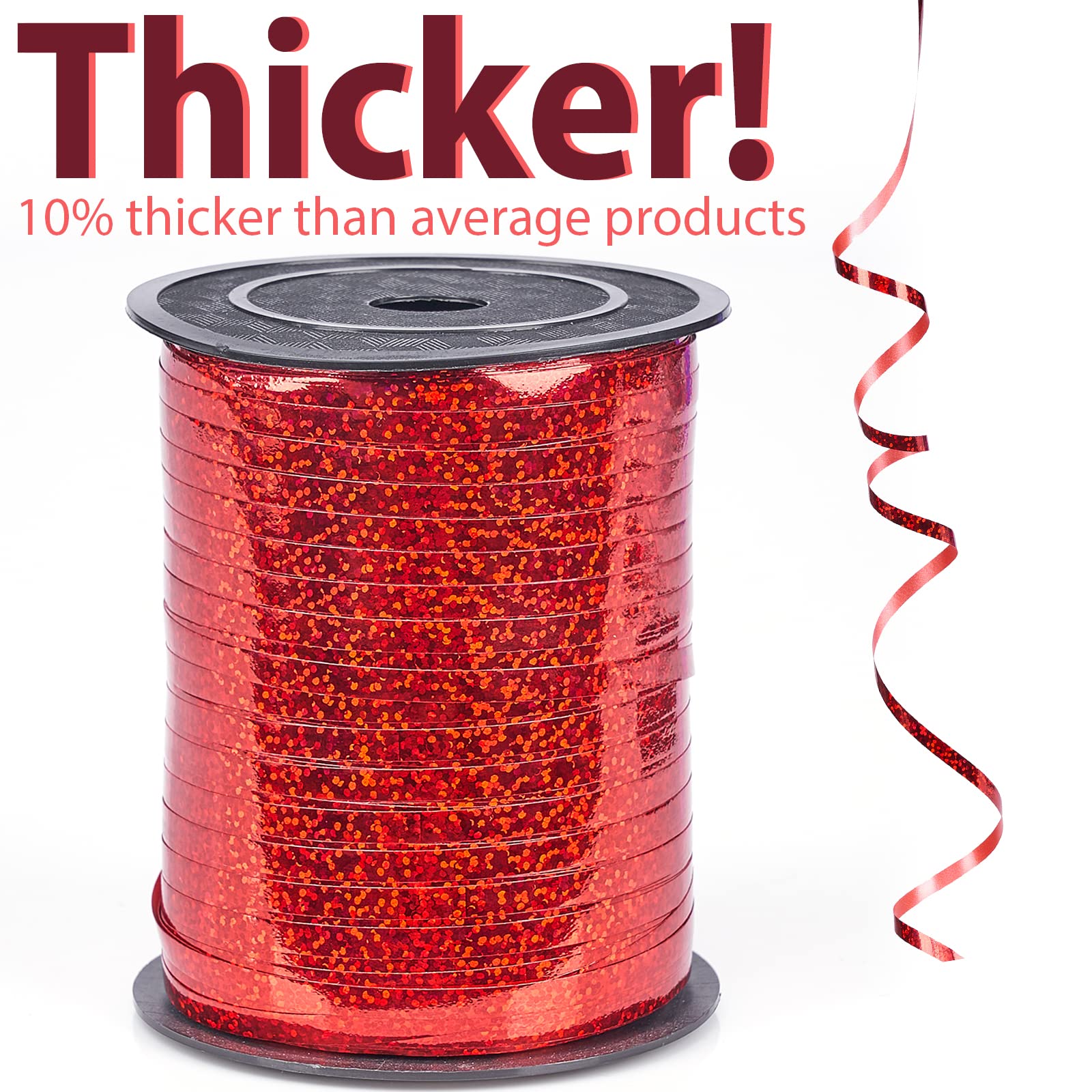 PartyWoo Red Ribbon, 500 Yard, Red Curling String Balloon Thin Gift Ribbon for Gift Wrapping Balloons Presents Floral Graduation Christmas Birthday Wedding Party Decorations (1 Roll)