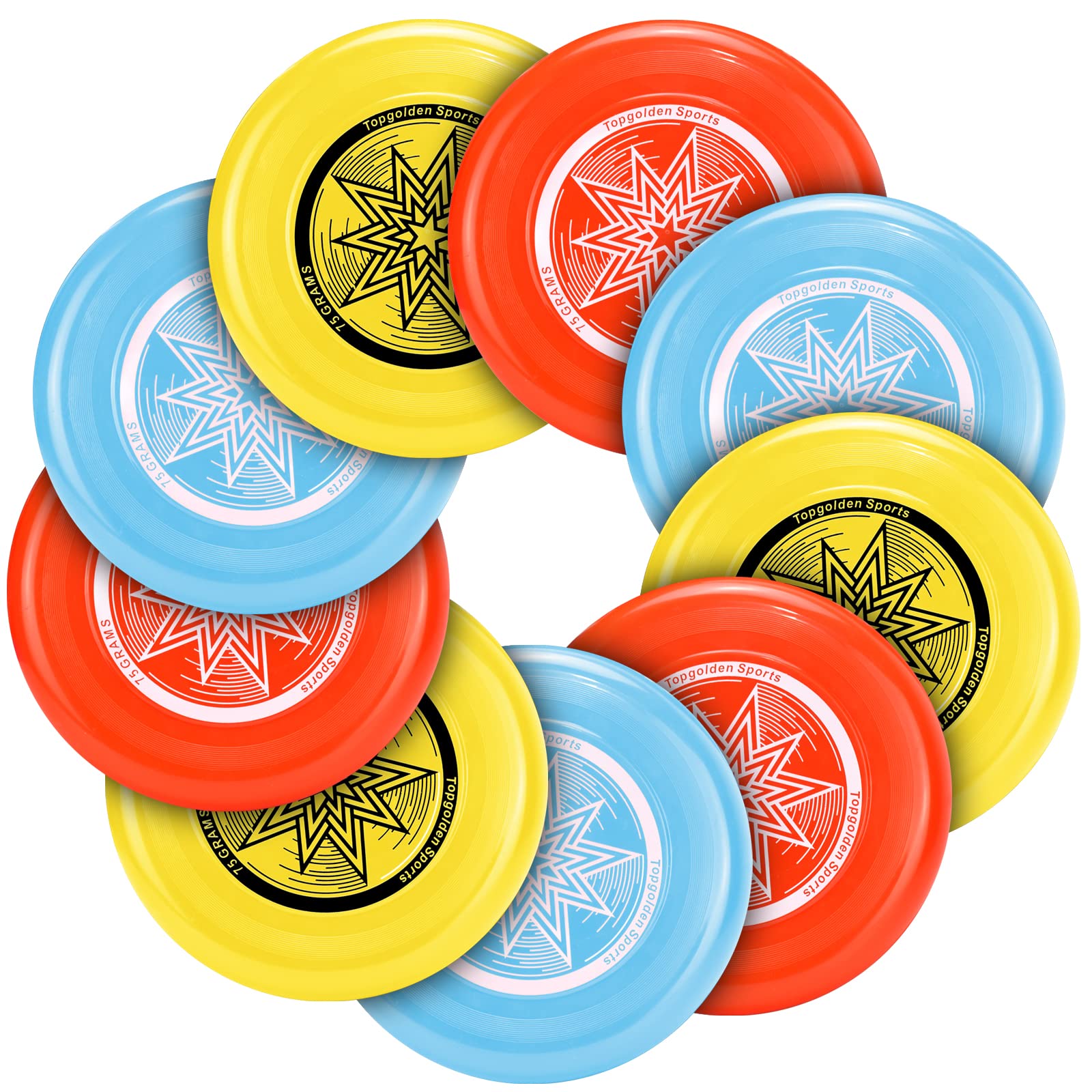 Eastgoing 9 Pack Flying Discs Set for Outdoors Beach Backyard Sports Classic Play Discs for Kids & Adults (9.05-Inches)- Assorted Colors