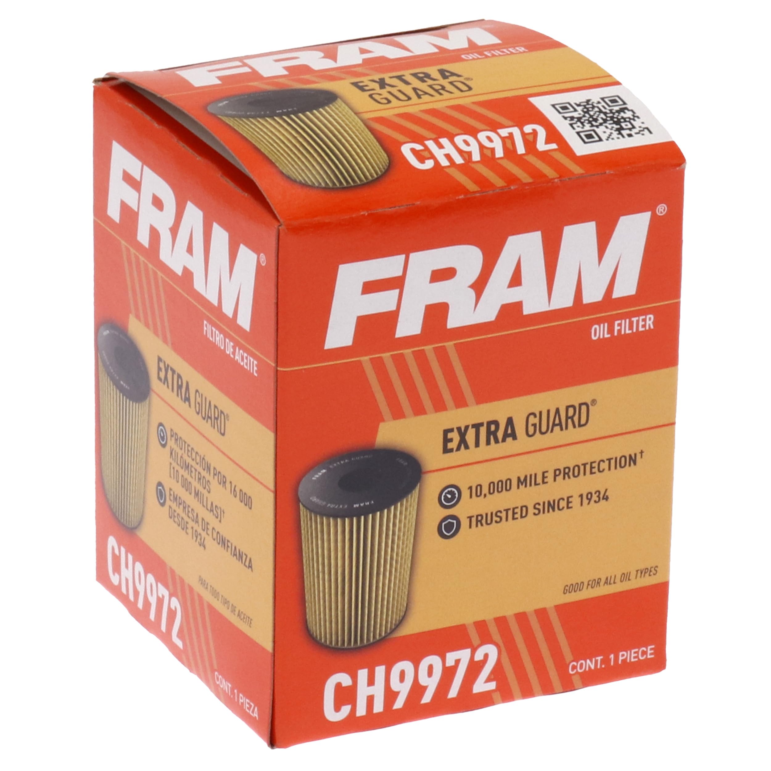 FRAM Extra Guard CH9972, 10K Mile Change Automotive Replacement Interval Cartridge Engine Oil Filter for Select Vehicle Models