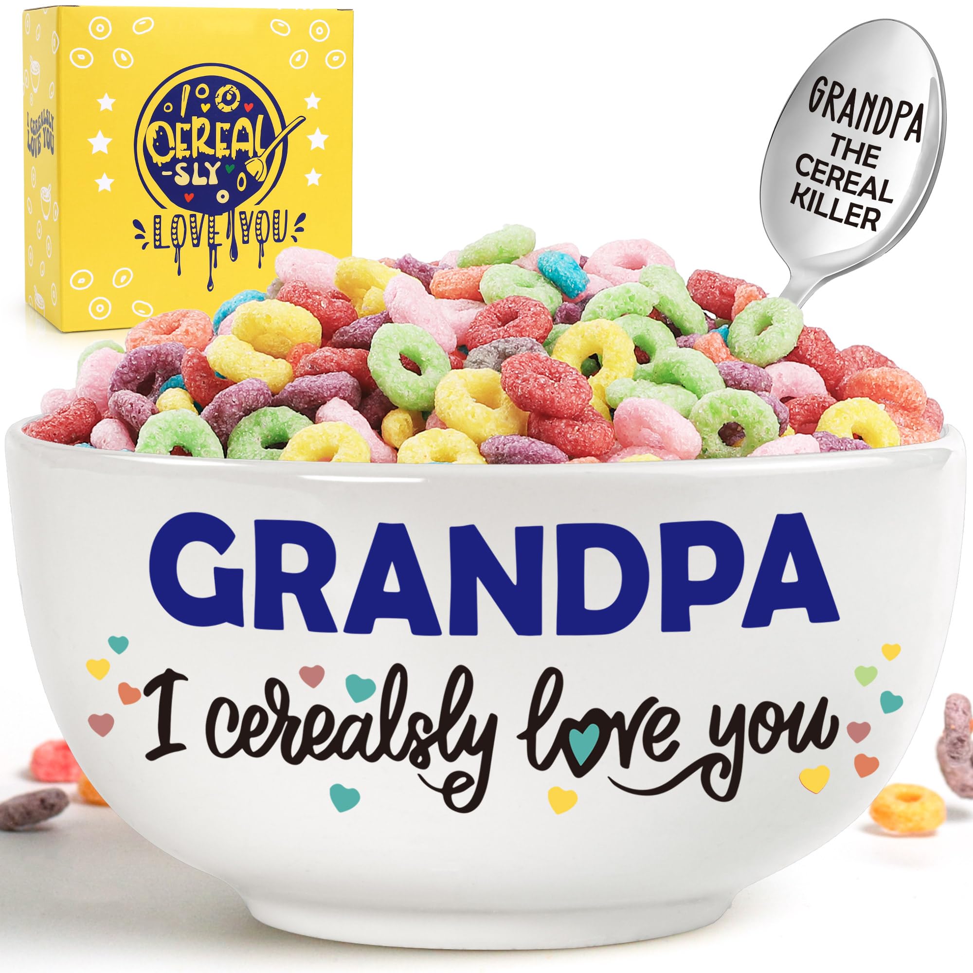 BackURyear Grandpa Gifts from Granddaughter, Cool Gifts for Grandfather Holidays Christmas Birthday Fathers Day from Grandkids, Grandchildren, Grandson, Grandpa Cereal Bowl Present