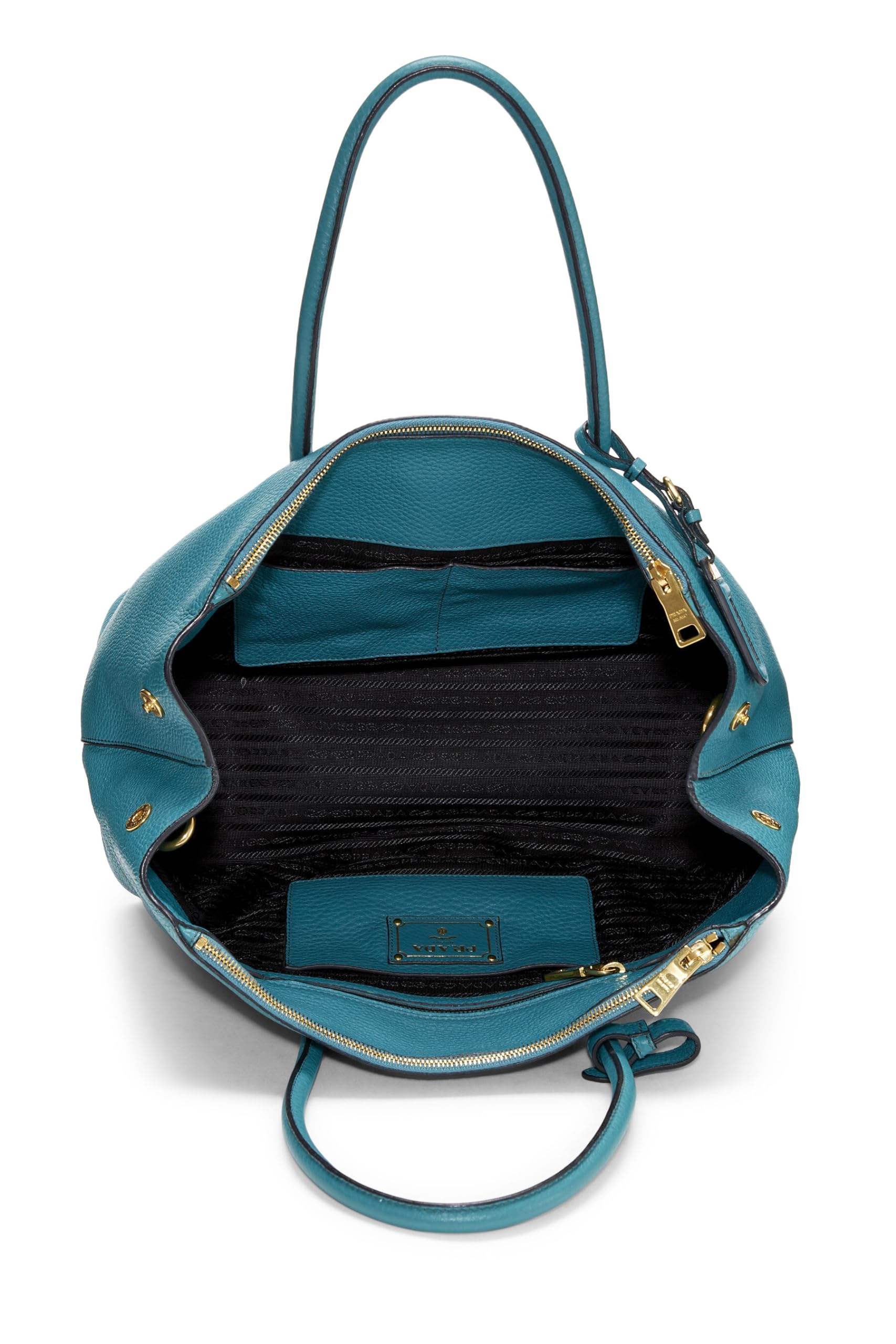 Prada, Pre-Loved Blue Vitello Daino Convertible Top Handle Tote, Blue