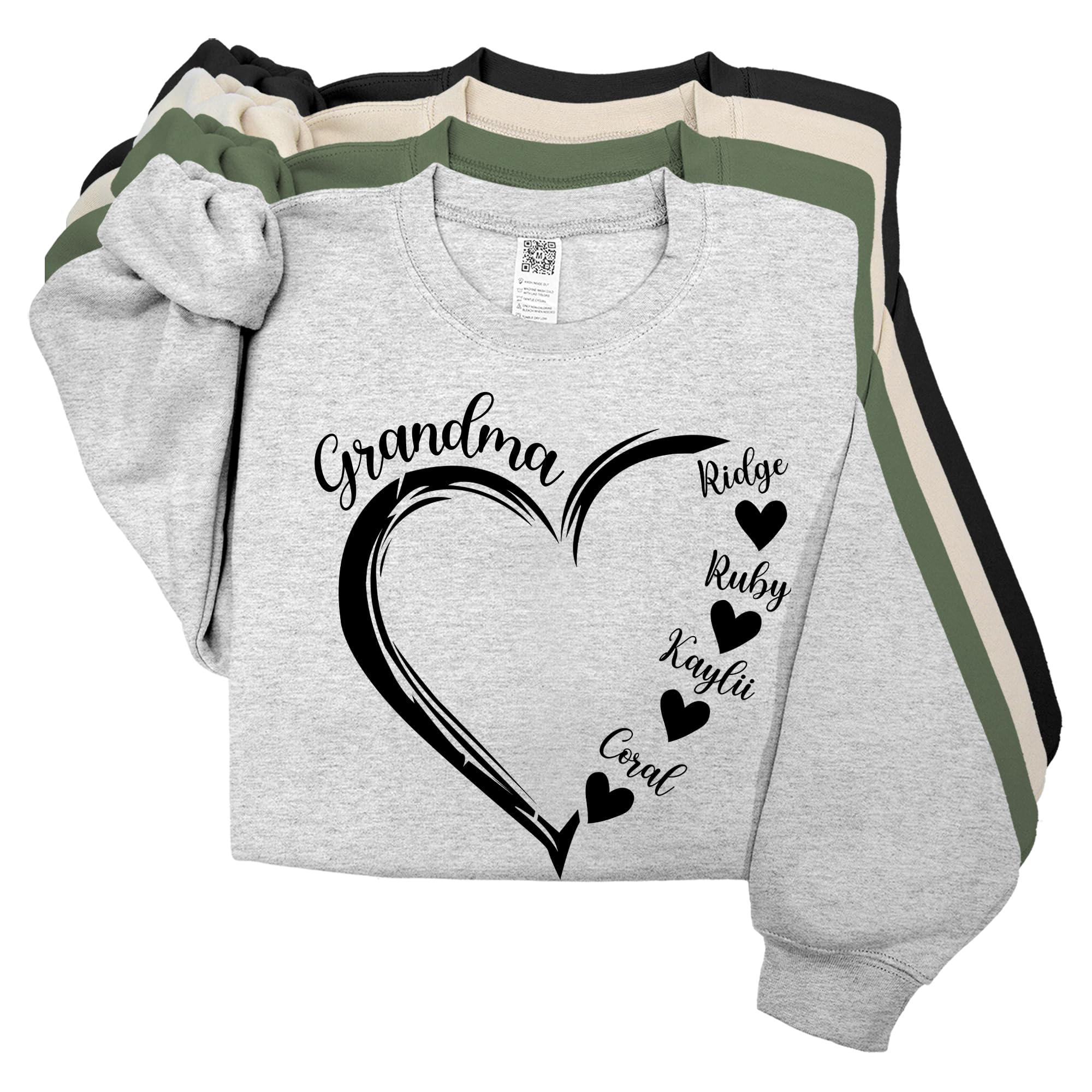 GODMERCH Custom Grandma Hearts Shirt Personalized Grandma Nickname Hoodies Sweatshirt, Grandma Shirts, Mothers Day Birthday Gifts for Grandma