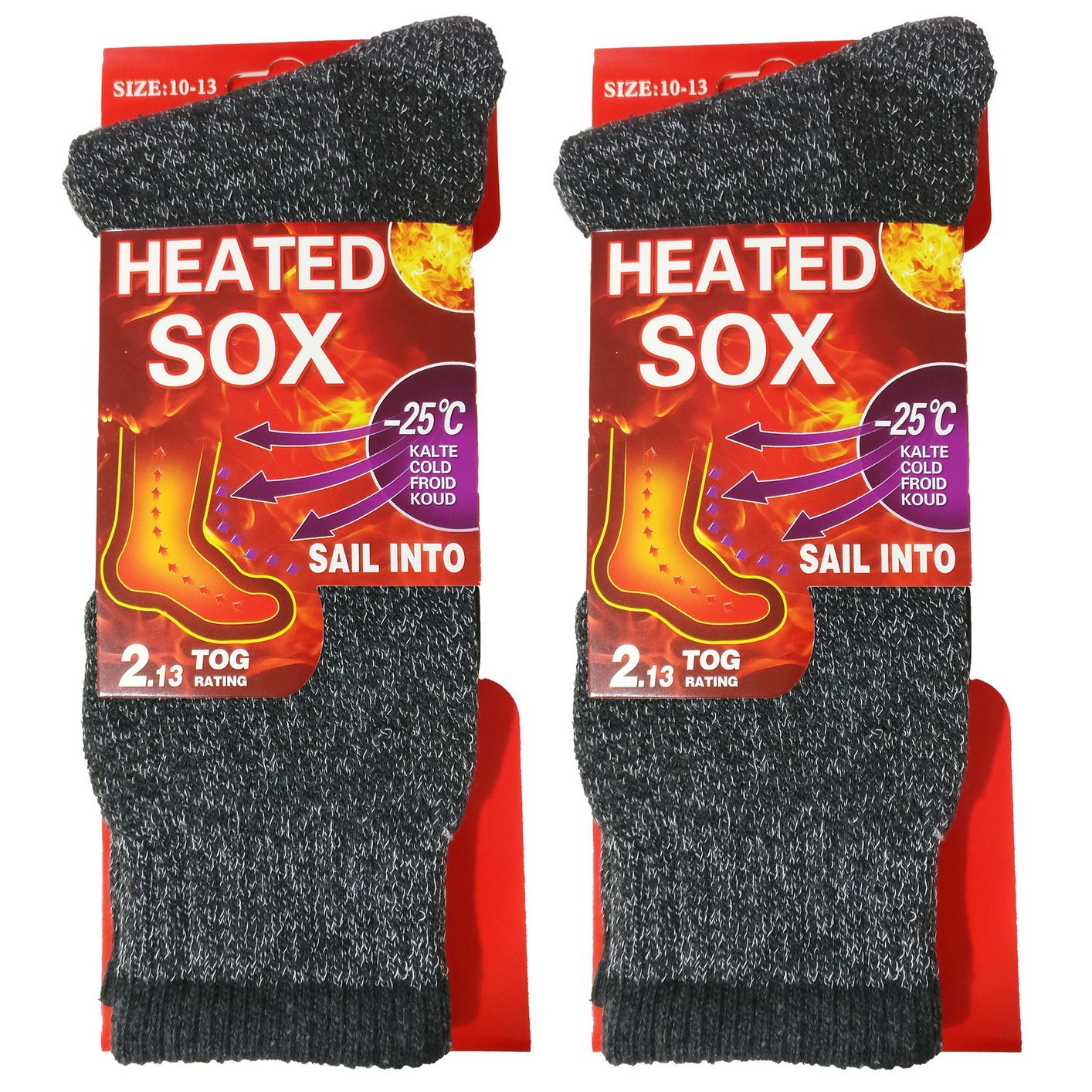 USBingoshop 2 Pairs Men's Heat Thick Insulated Wool Winter Thermal Socks 10-13 (2PK-Gray-HS1)