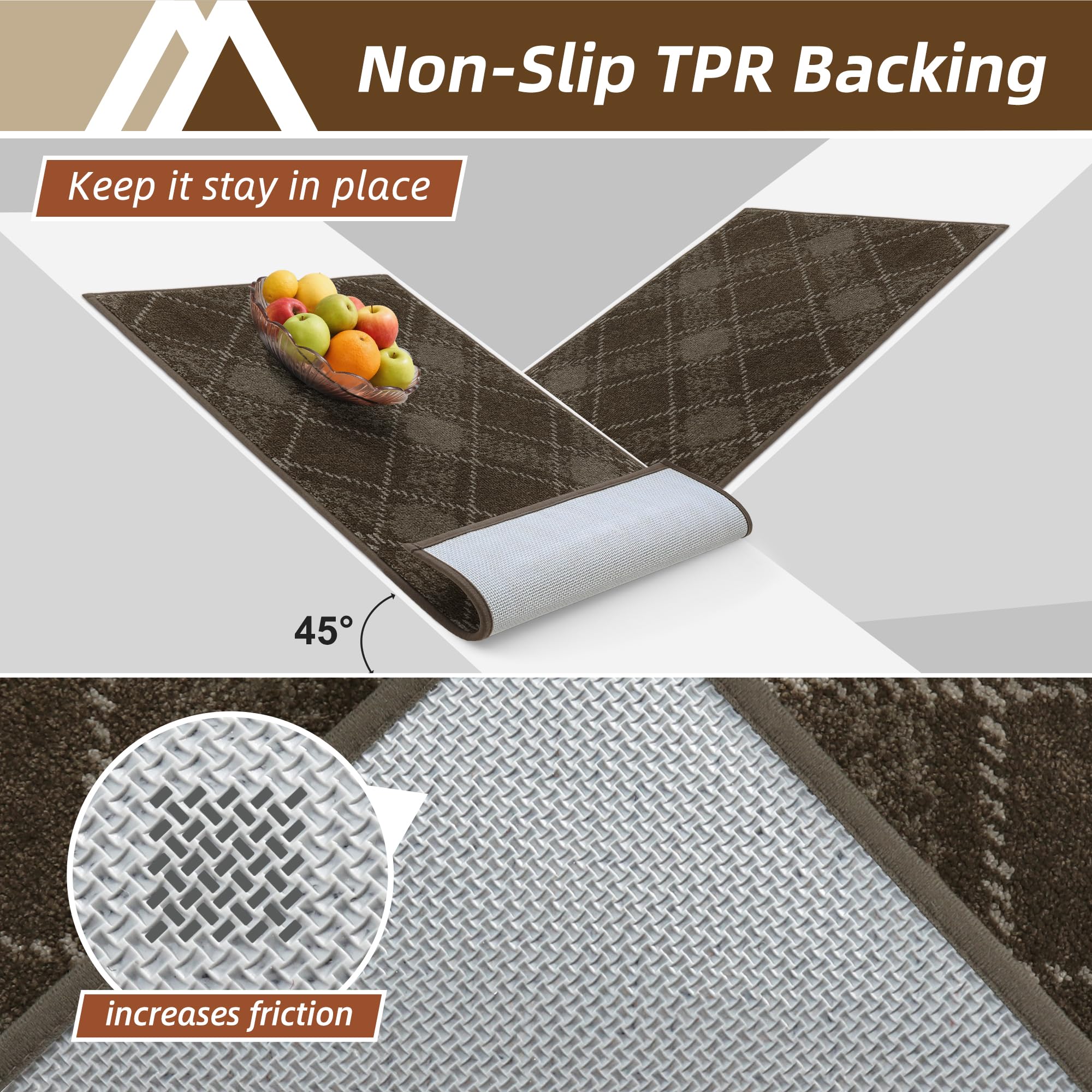 COSY HOMEER Plaid Door Mat 32" x 48",Dirt Trapper Entryway Rugs,Non-Slip Washable Farmhouse Doormat,Low Profile Welcome Mats for Muddy Paws Brown