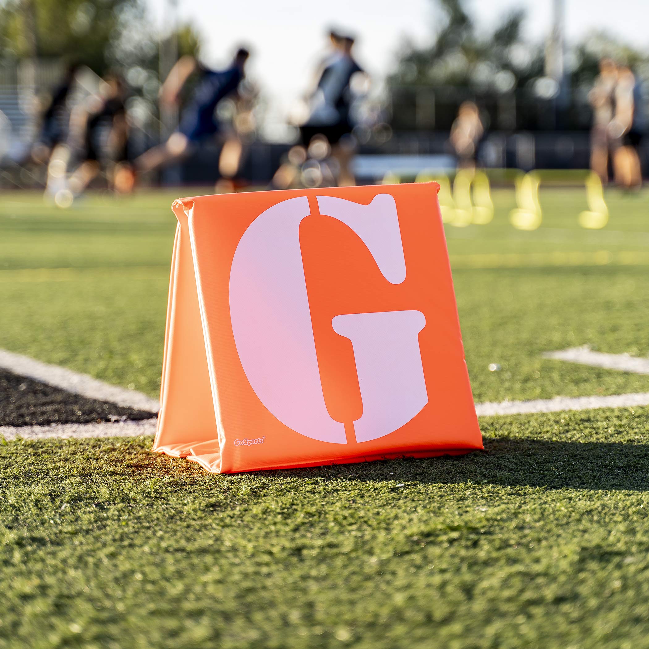 GoSports Football Field Yard Line Markers - Set of 11, High Visibility Weighted Yardage Markers with Portable Carrying Case