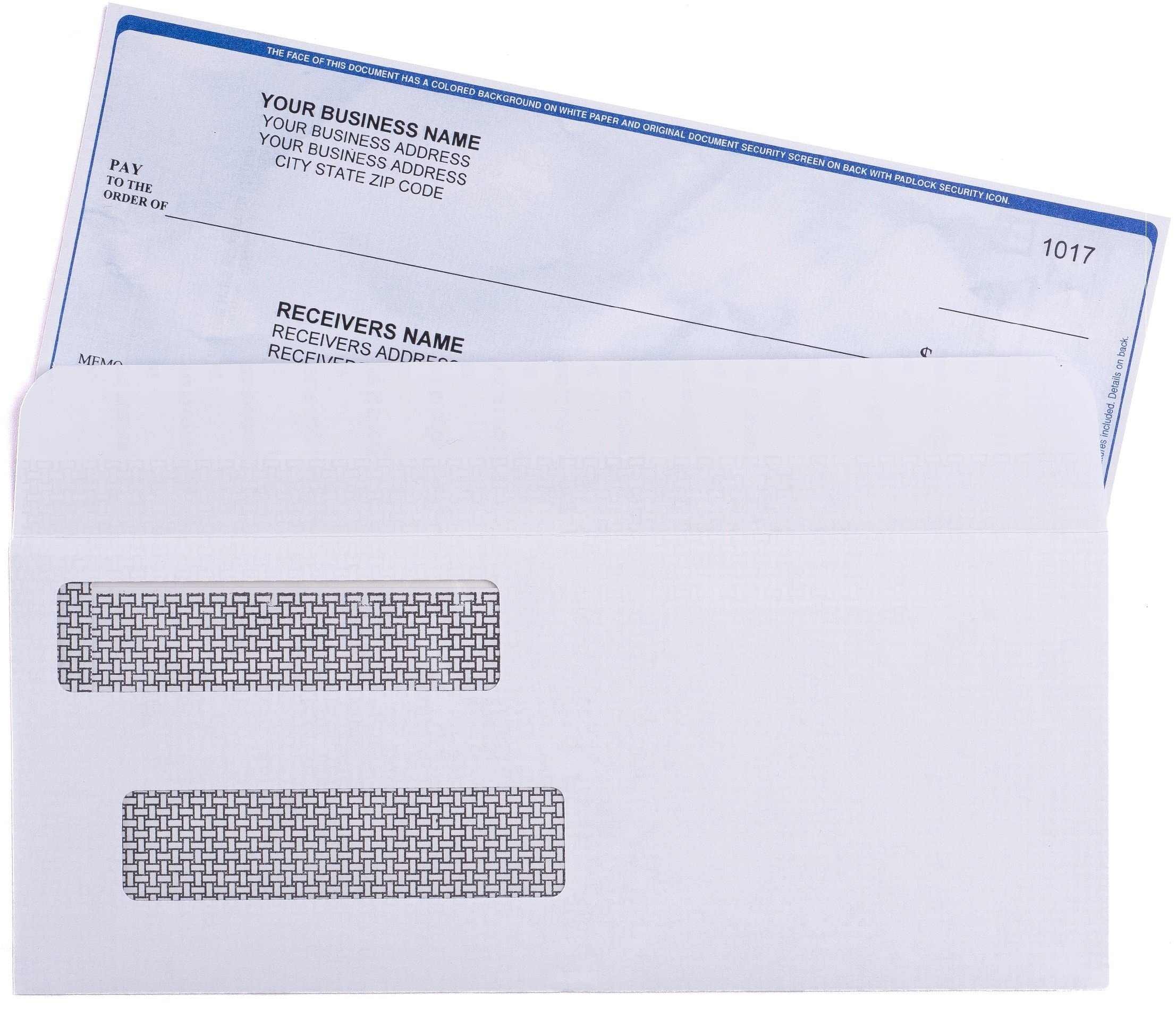500 Self Seal QuickBooks Double Window Security Check Envelopes - for Business Laser Checks, Ultra Security Tinted, Self Adhesive Peel & Seal White, Size 3 5/8 x 8 11/16-24lb NOT for INVOICES (26865)