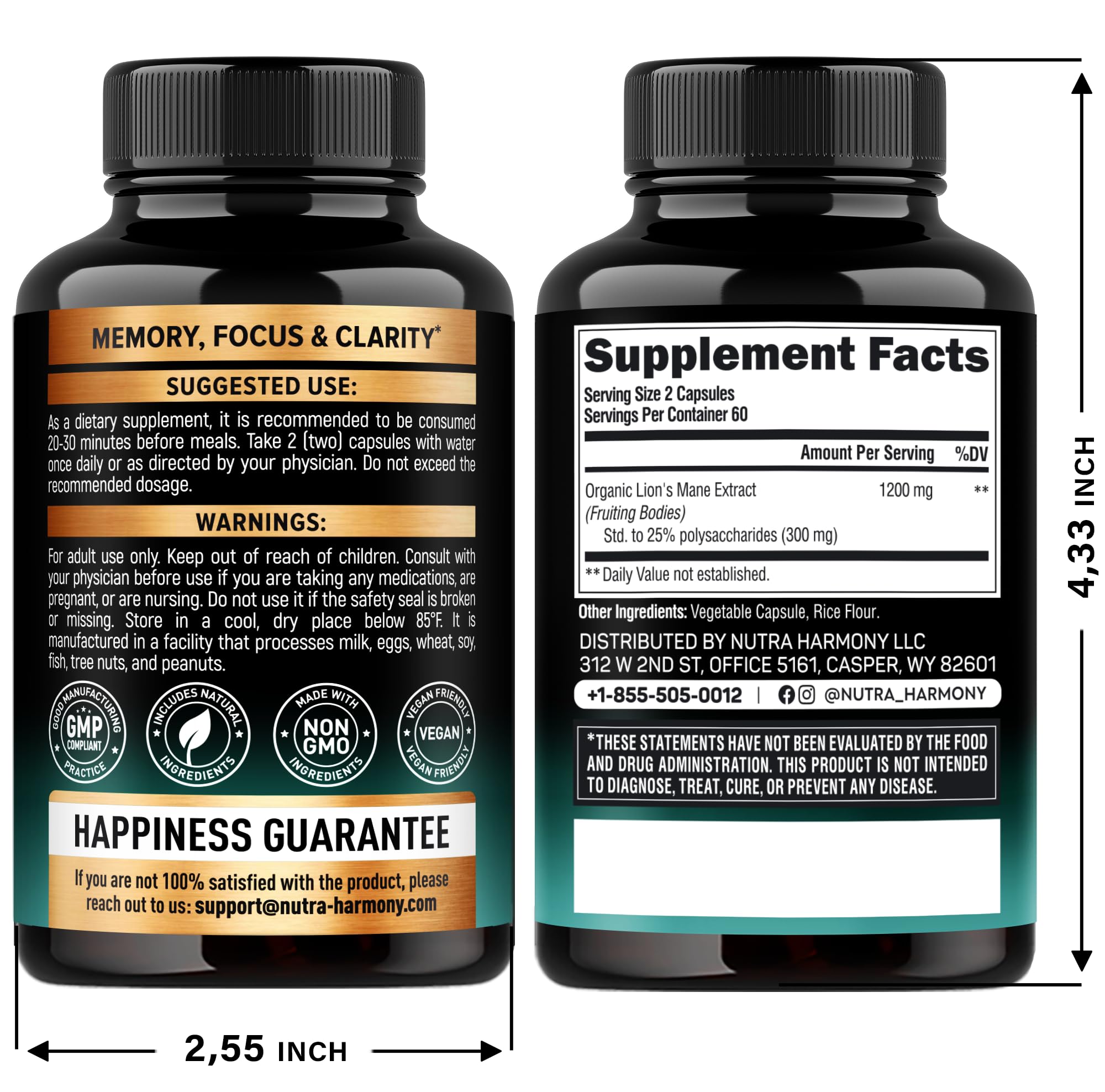 NUTRAHARMONY Ceylon Cinnamon & Lions Mane Capsules