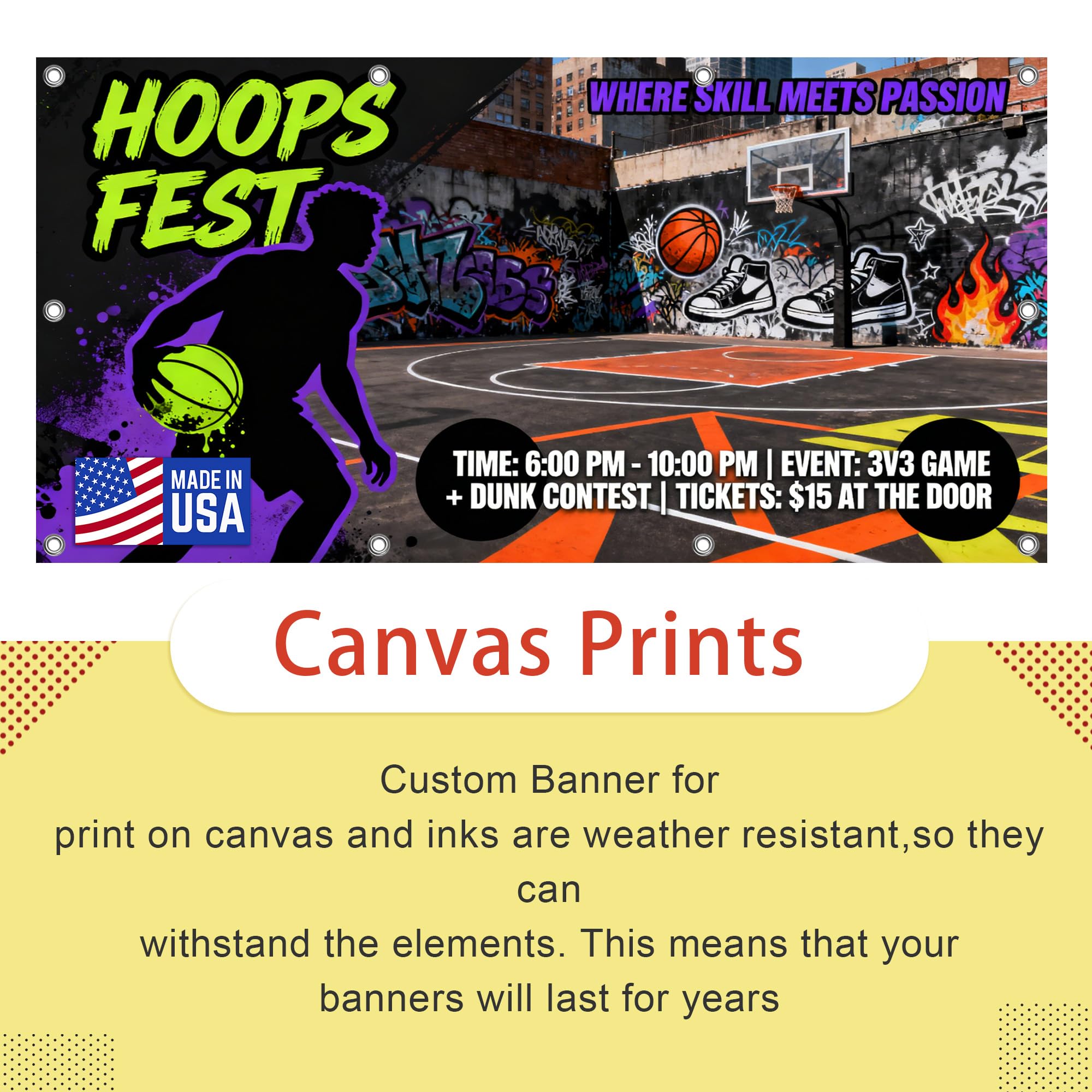 Personalized Custom Canvas Banner Printing Indoor or Outdoor use Printed Business Event Birthday Party Large Customized Banner for Party Decoration