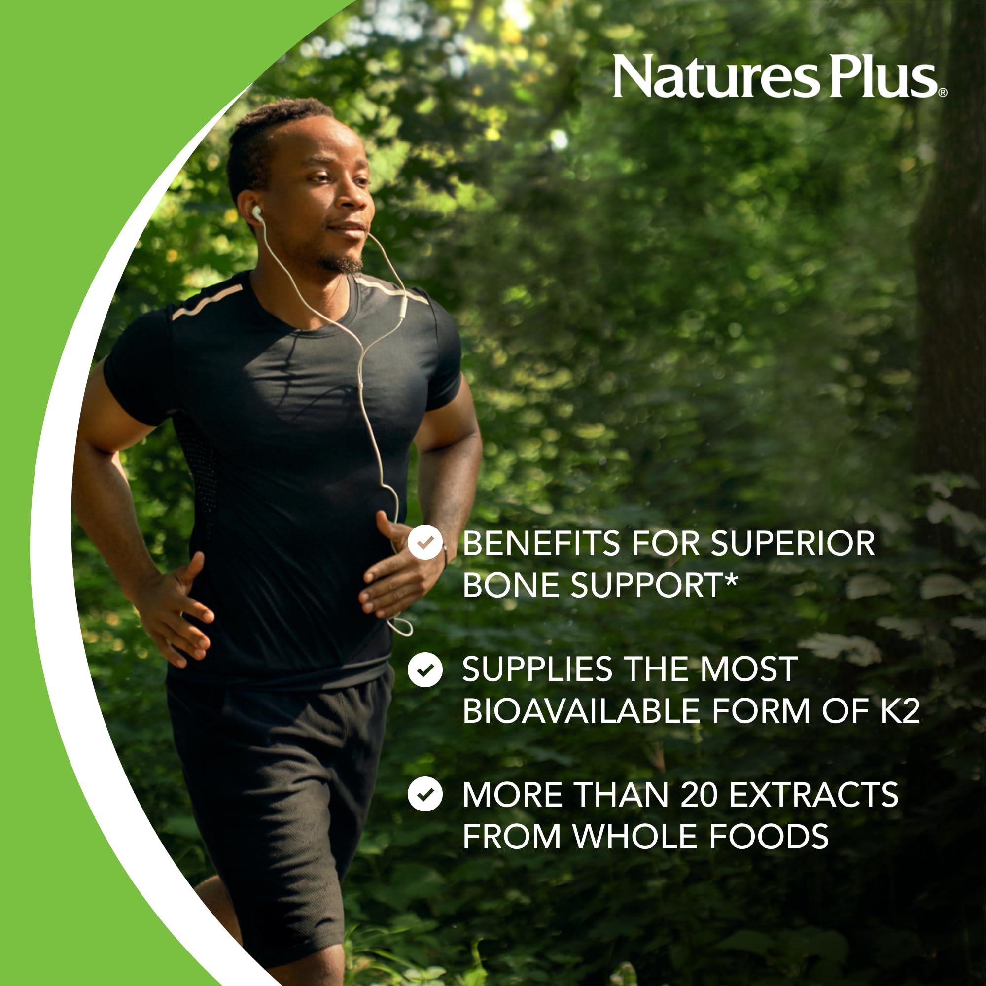NaturesPlus Source of Life Garden Vitamin K2-60 Vegan Capsules, Pack of 2 - Bone Support - Certified Organic, Non-GMO, Gluten Free - 120 Total Servings