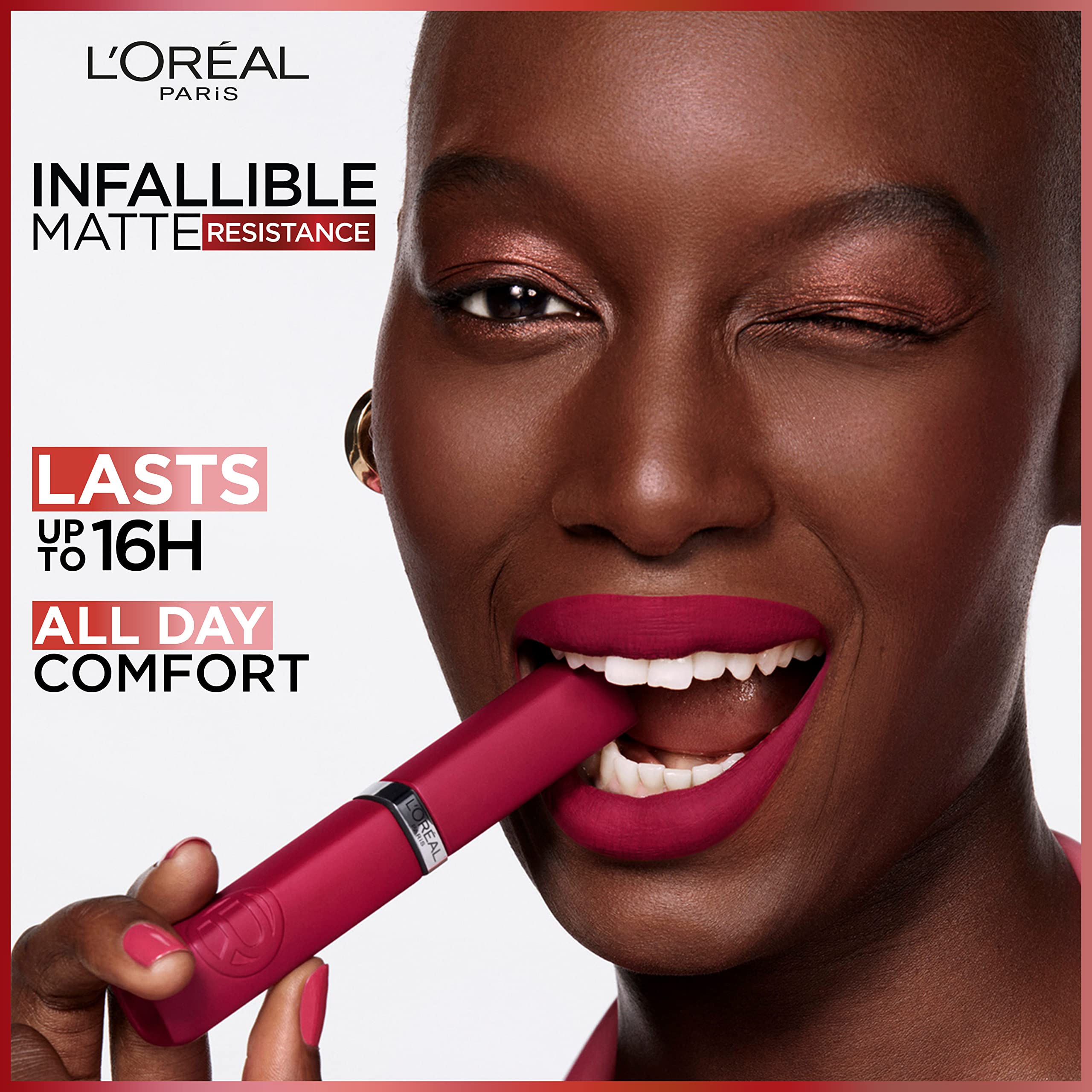 L'Oreal Paris Infallible Matte Resistance Liquid Lipstick, up to 16 Hour Wear, Le Rouge Paris 420, 0.17 Fl Oz