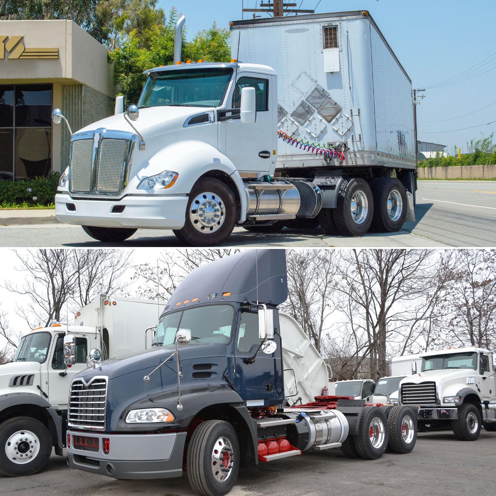 Grandroad Auto Poly Quarter Fenders for Semi Truck, 24" x 24" Black Plastic Quarter Fenders Set with Tube Bracket and Mounting Hardware, Fit for Freightliner, Kenworth, Volvo, Peterbilt,etc. 1 Pair
