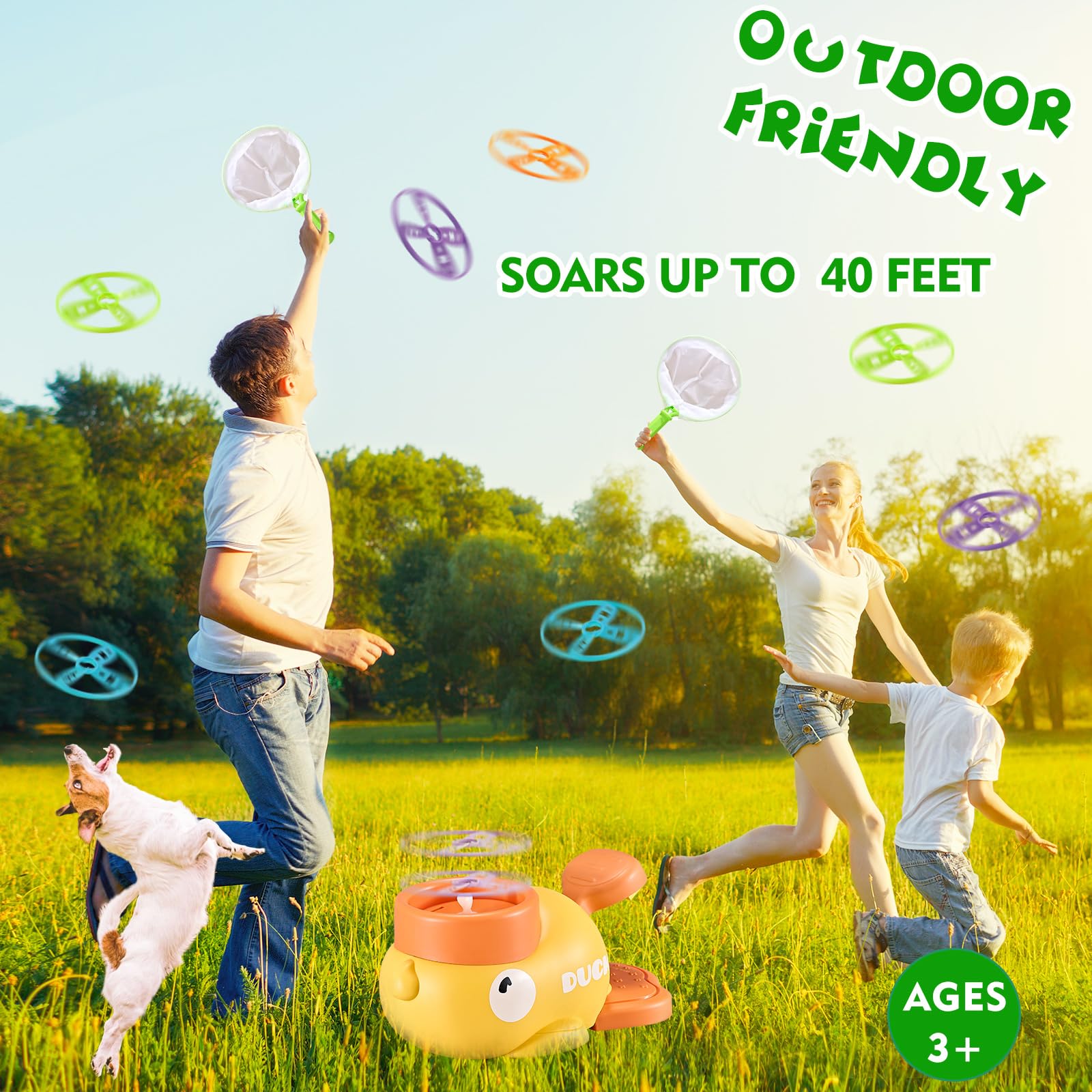 COUOMOXA Outdoor Toys Games for Kids: Stomp Launcher Flying Spinner Disc Chasing Activities - Family Backyard Games Outside Toys for Kids Ages 3-5 4–8 Years Old Boys Girls Toddlers Birthday Gift