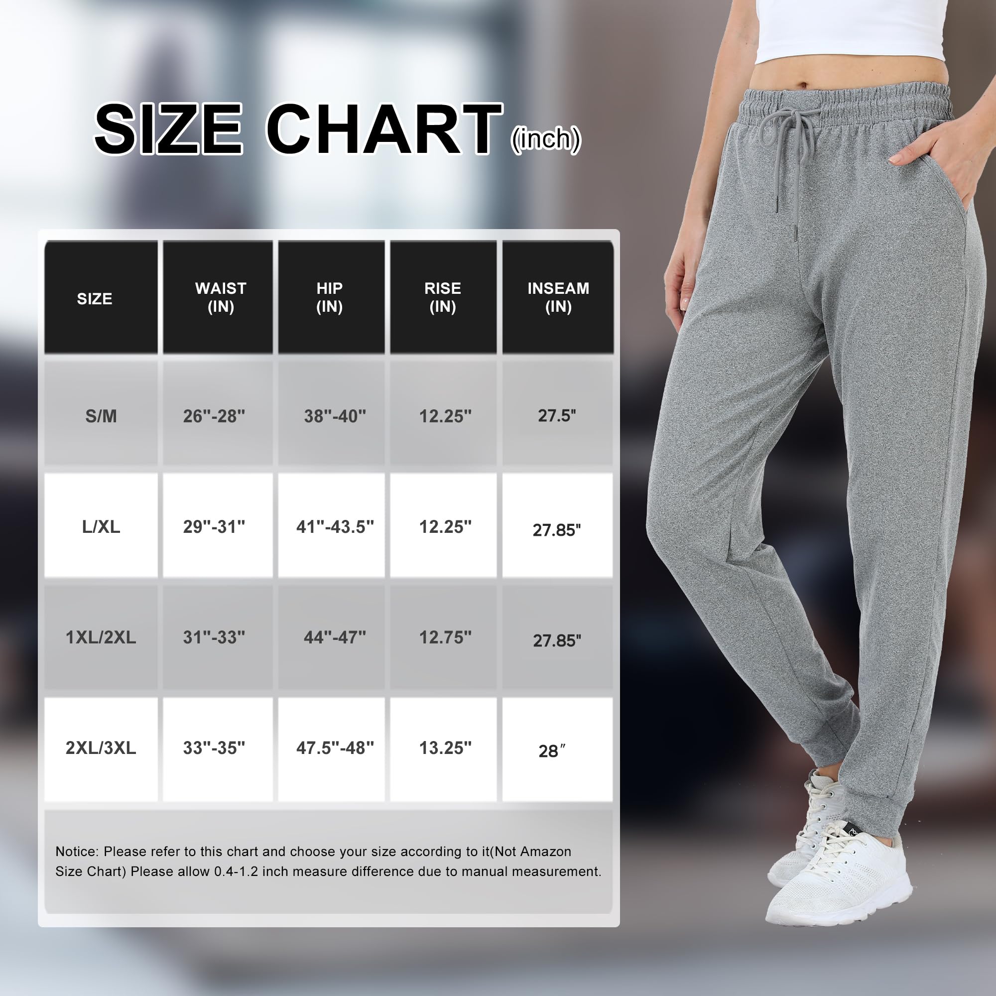 Mgput 4 Pack Women's Joggers Pants with Pockets-Women Lightweight Sweatpants for Running Yoga Athletic Casual Pants(TYP601-1XL/2XL-2B/GR/LGRY)