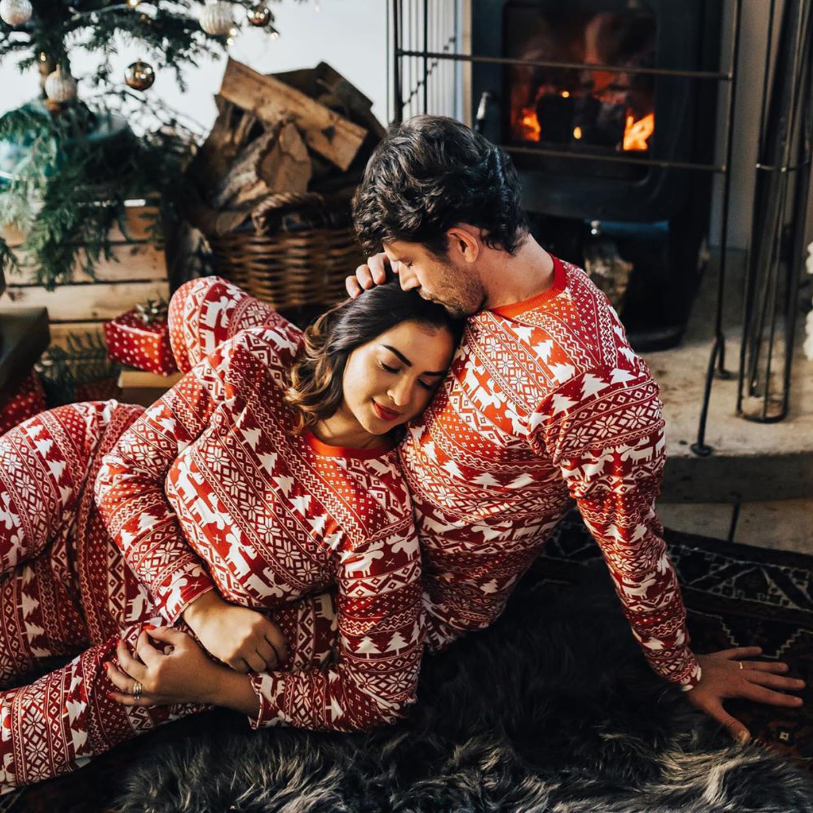 Christmas Pajama Family Matching Sets Xmas Holidays Pjs for Family Cute Funny Elk Jammies Sleepwear for Women Men