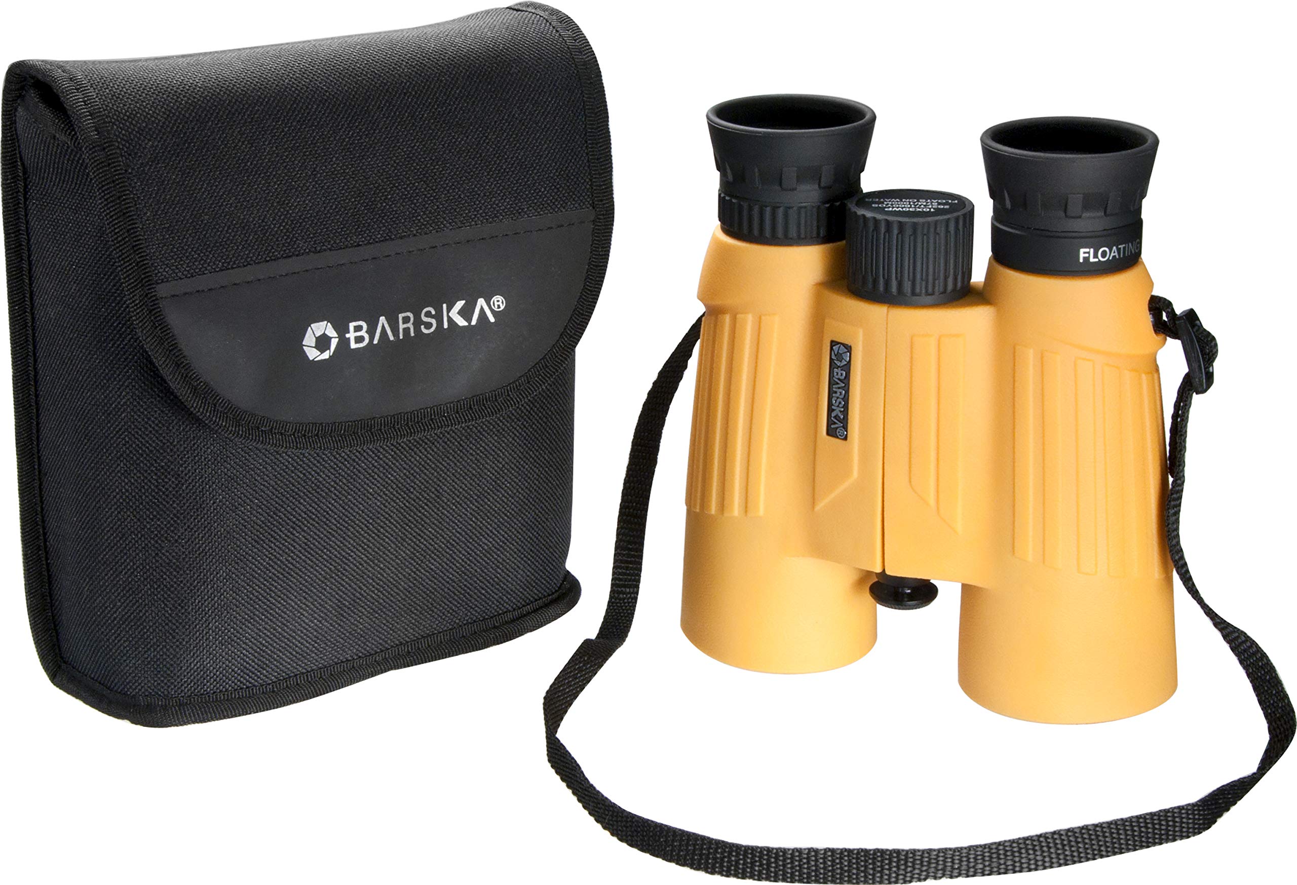 BARSKA 10x30 WP Floatmaster Binoculars (Blue Lens, Yellow) (AB11092)