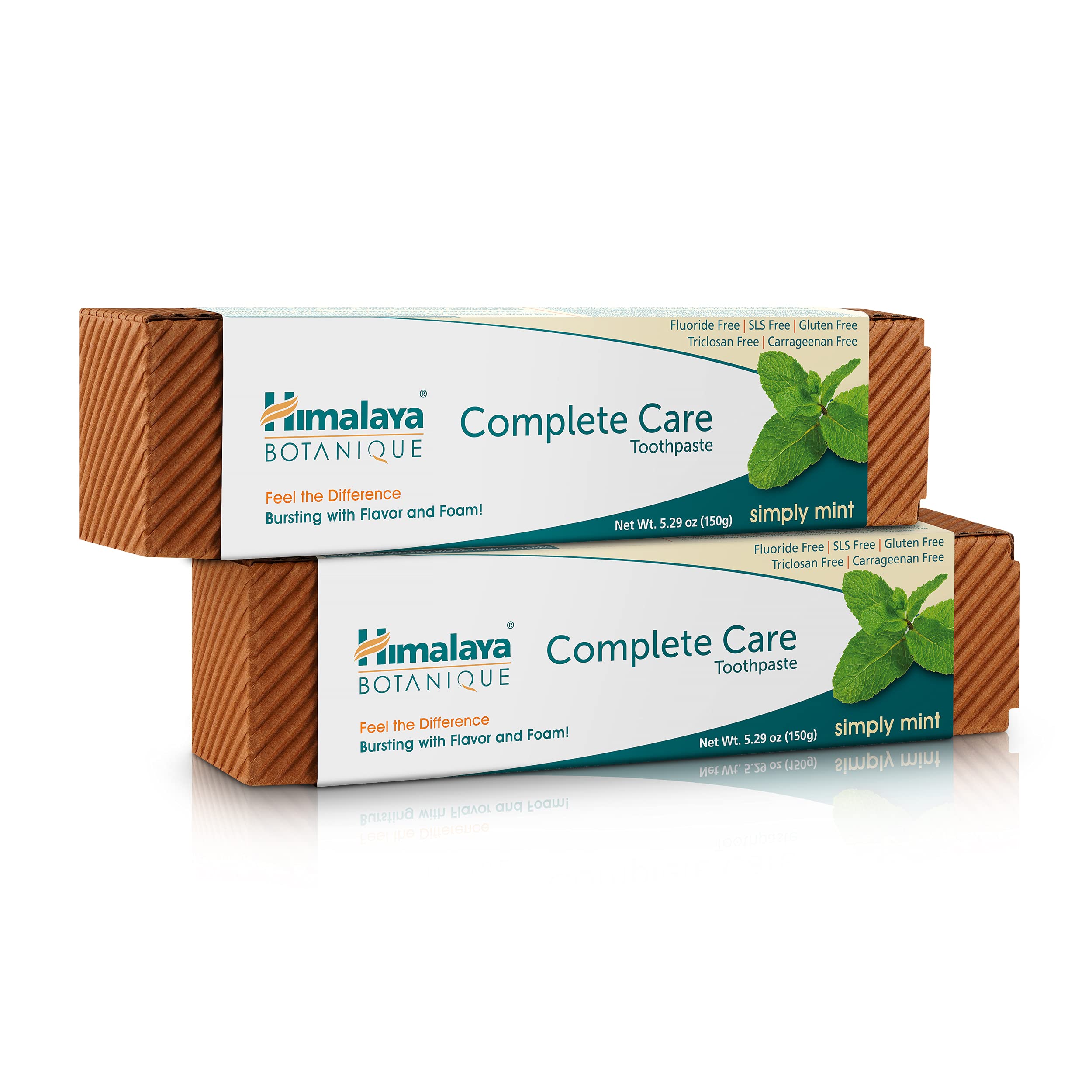 Himalaya Botanique Complete Care Toothpaste, Herbal, Mint Flavor, Fights Plaque, Freshens Breath, Fluoride Free, No Artificial Flavors, SLS Free, Cruelty Free, Foaming, 5.29 Oz, 2 Pack…