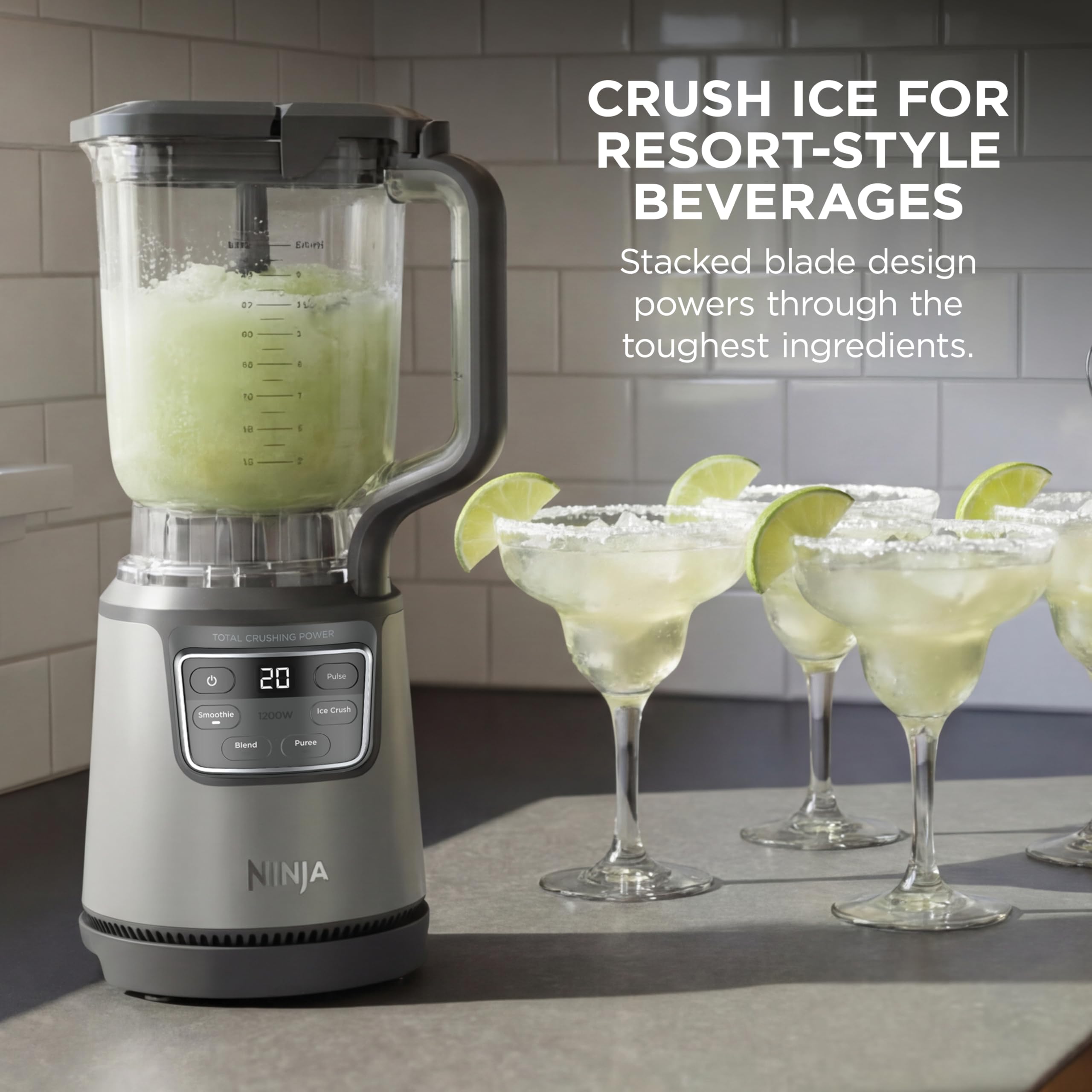 Ninja BlendPro Kitchen System | 72 oz* Full-Size Blender, 5-Cup Food Processor & 18 oz To-Go Cup | Total Crushing Tech, Presets for Smoothies, Ice Crush, Purees & Extracts | 1200 Watt | Beige | BO402