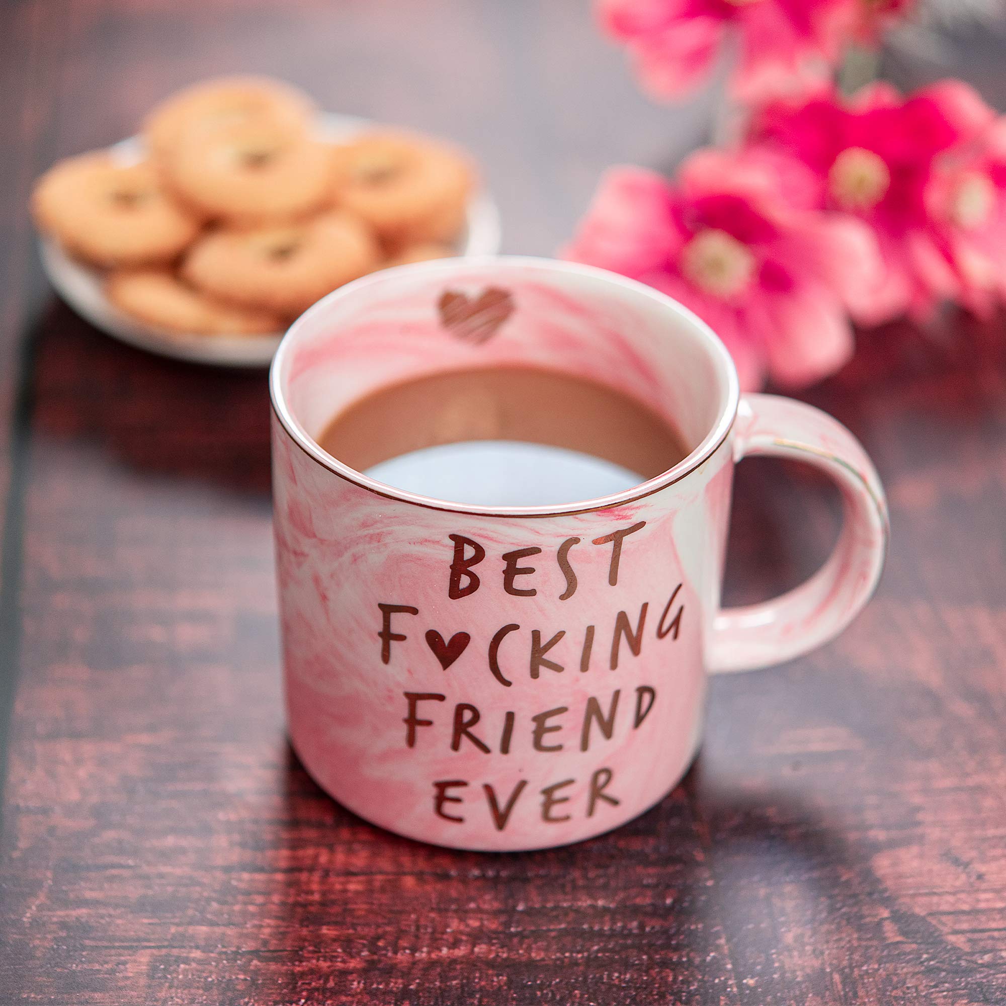 Best Friend Birthday, Christmas Gifts for Women - Best F Friend Ever - Funny Friendship Gifts for Women - Gifts for BFF, Bestfriend, Besties, Sister, Her, Woman - Pink Marble Mug, 11.5oz Coffee Cup