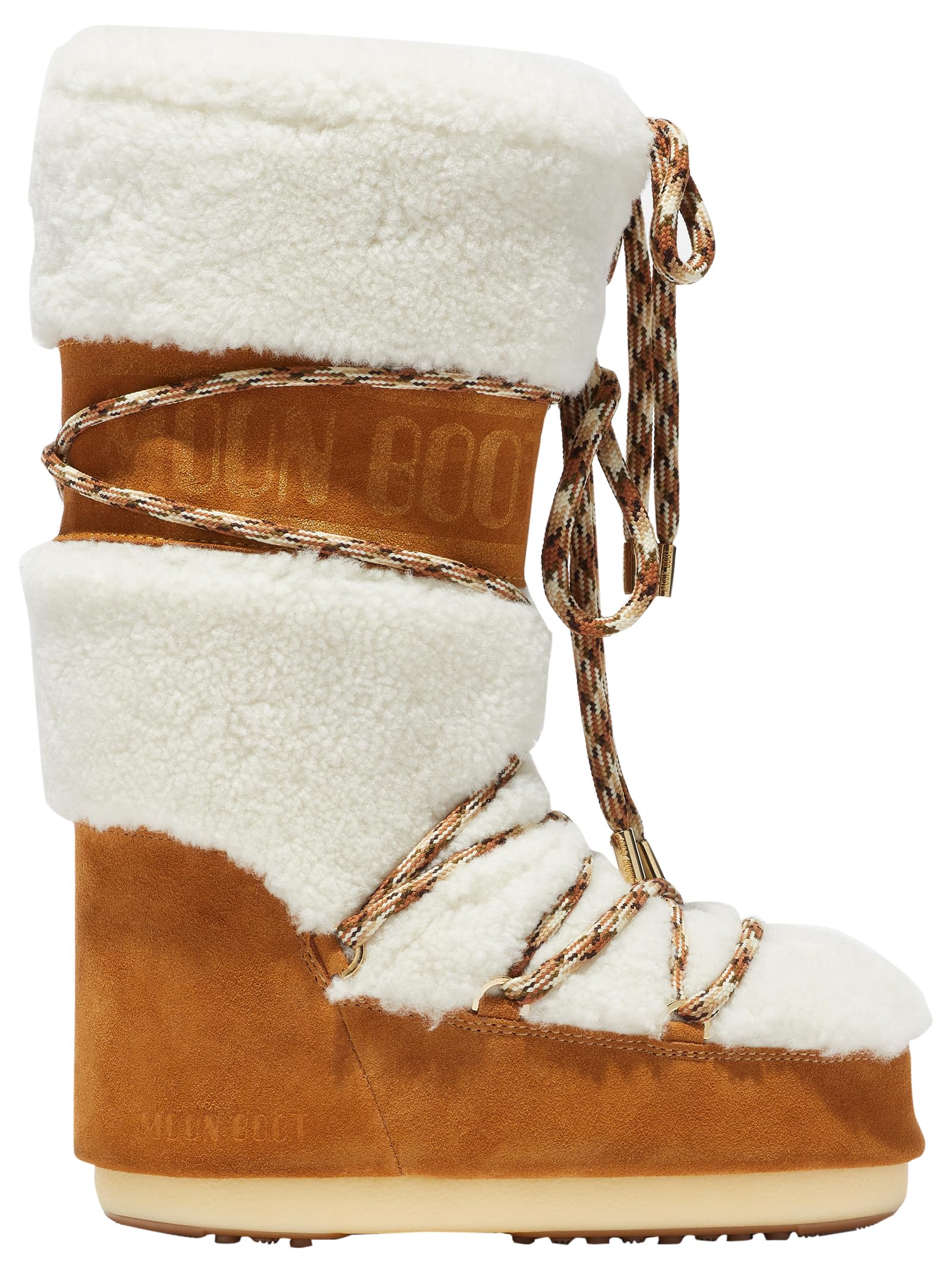 Moon Boot, Icon Shearling Unisex Boots, 42/44, Whiskey/Off White