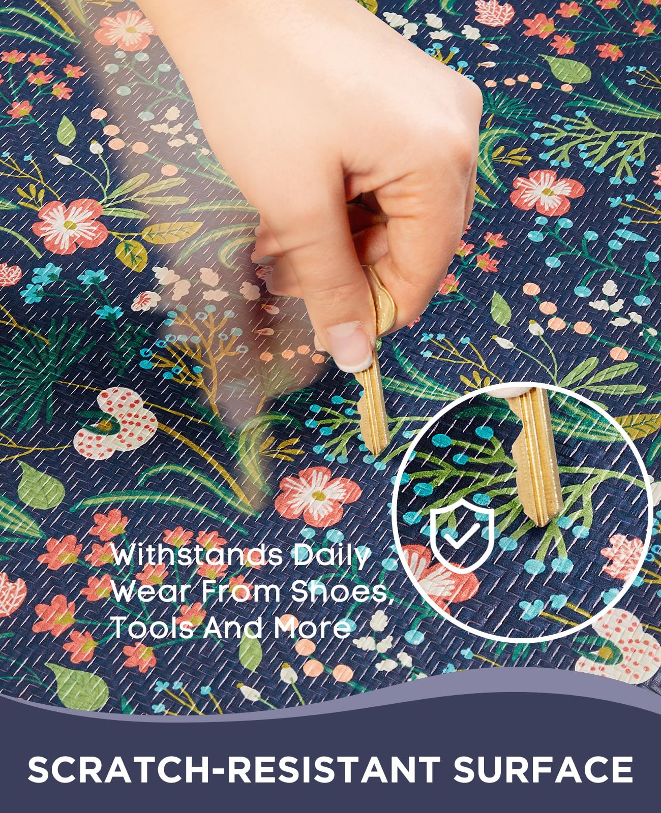 Ophanie Kitchen Mats for Floor, 3/4 inch Thick, 20x39 Anti Fatigue Cushioned Mat, Kitchen Rugs, Waterproof, Comfort Ergonomic Standing Mat for Office, Home, Sink, Blue Flower Non-Slip Ridged Bottom