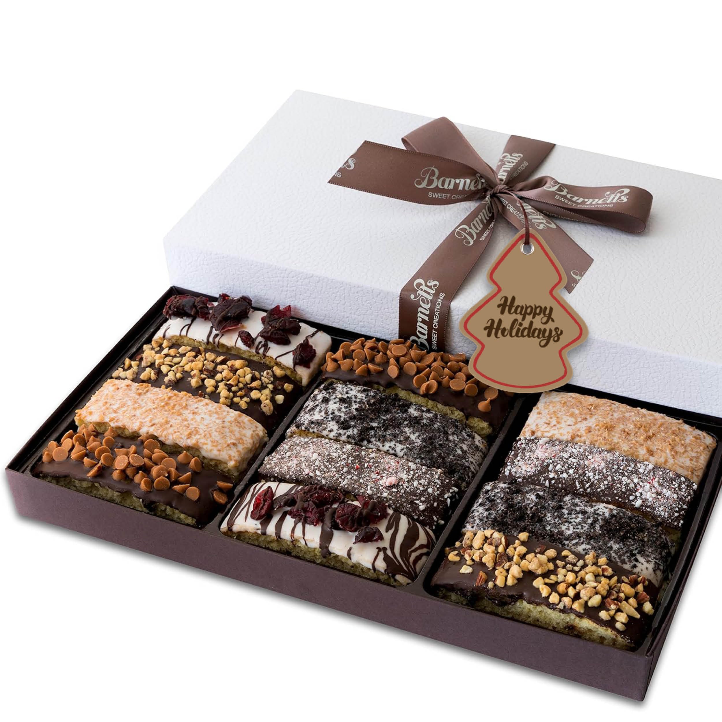 Christmas Gift Baskets, 12 Chocolate Biscotti Gourmet Holiday Chocolate Cookies Gift Box for Women, Gifts Ideas Food Delivery for Men Aunt Grandma