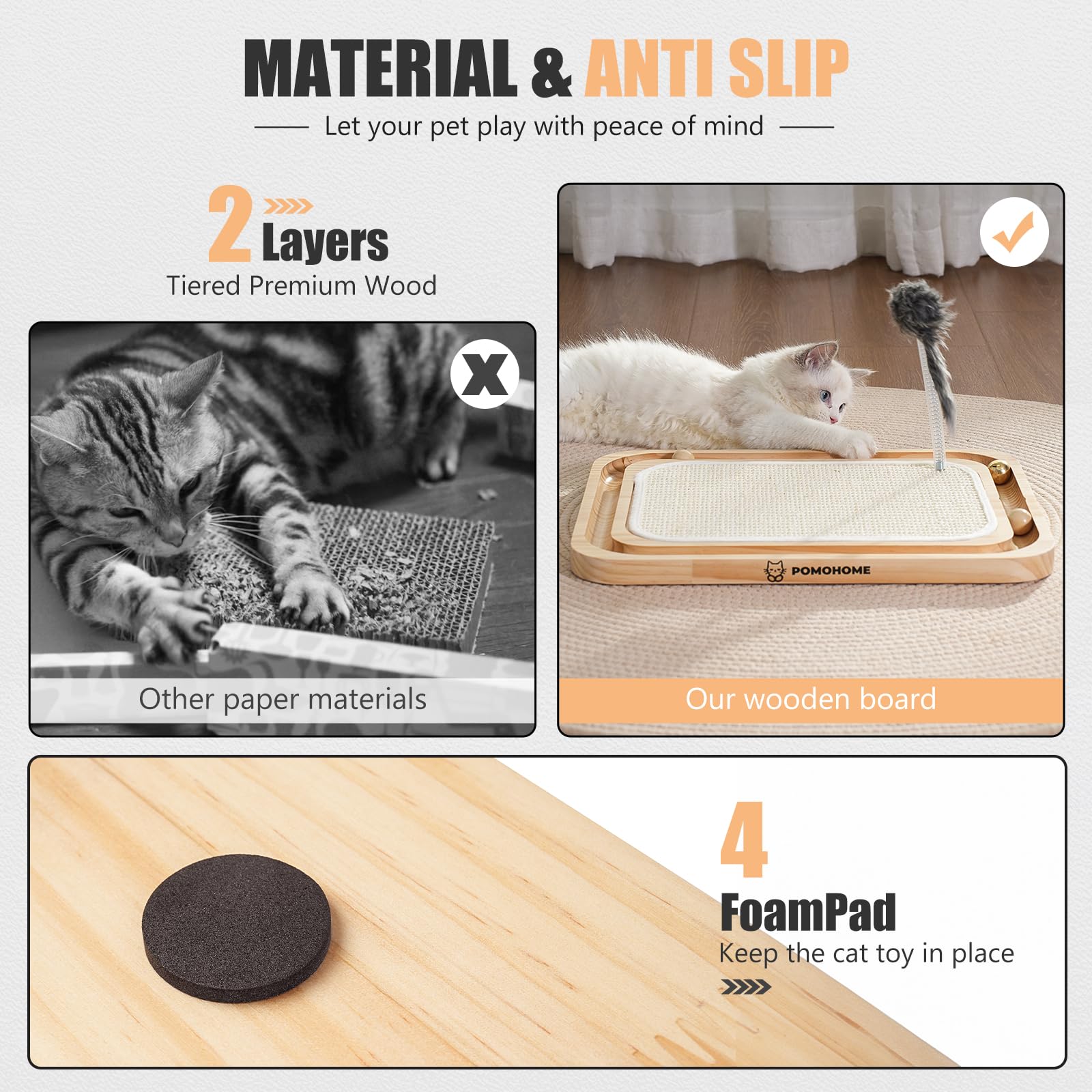 Cat Scratcher & Toys - Sisal Scratching Board with Track Ball Bells for Indoor Cats