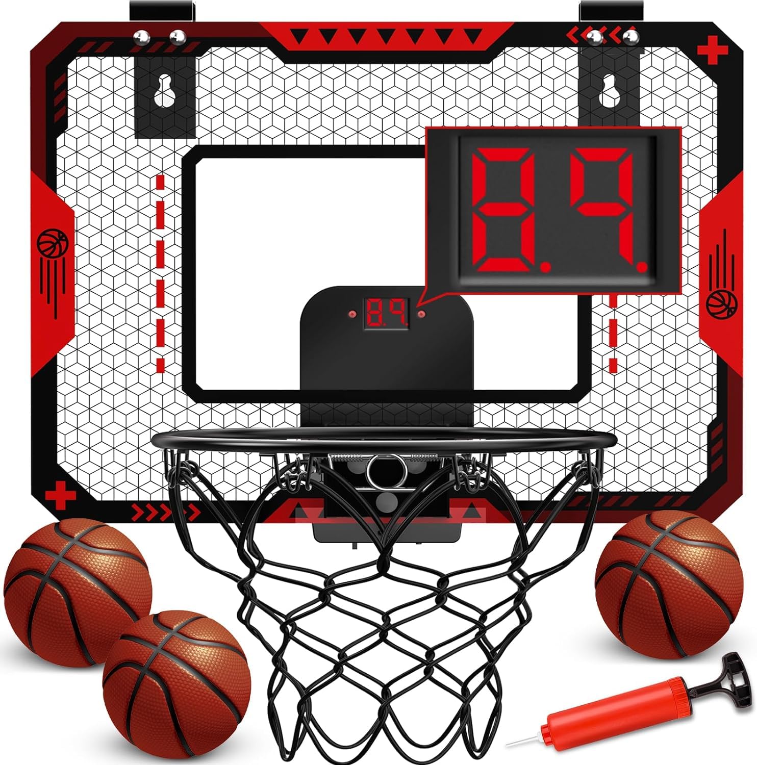 Indoor Basketball Hoop for Kids 5 6 7 8 9 10+Years Old Boys,Mini Basketball Hoop Over The Door Mini Hoop with Electronic Scoreboard & 3 Balls,Kids Basketball Hoop Sport Toys for Gift for Boys Age 5-10