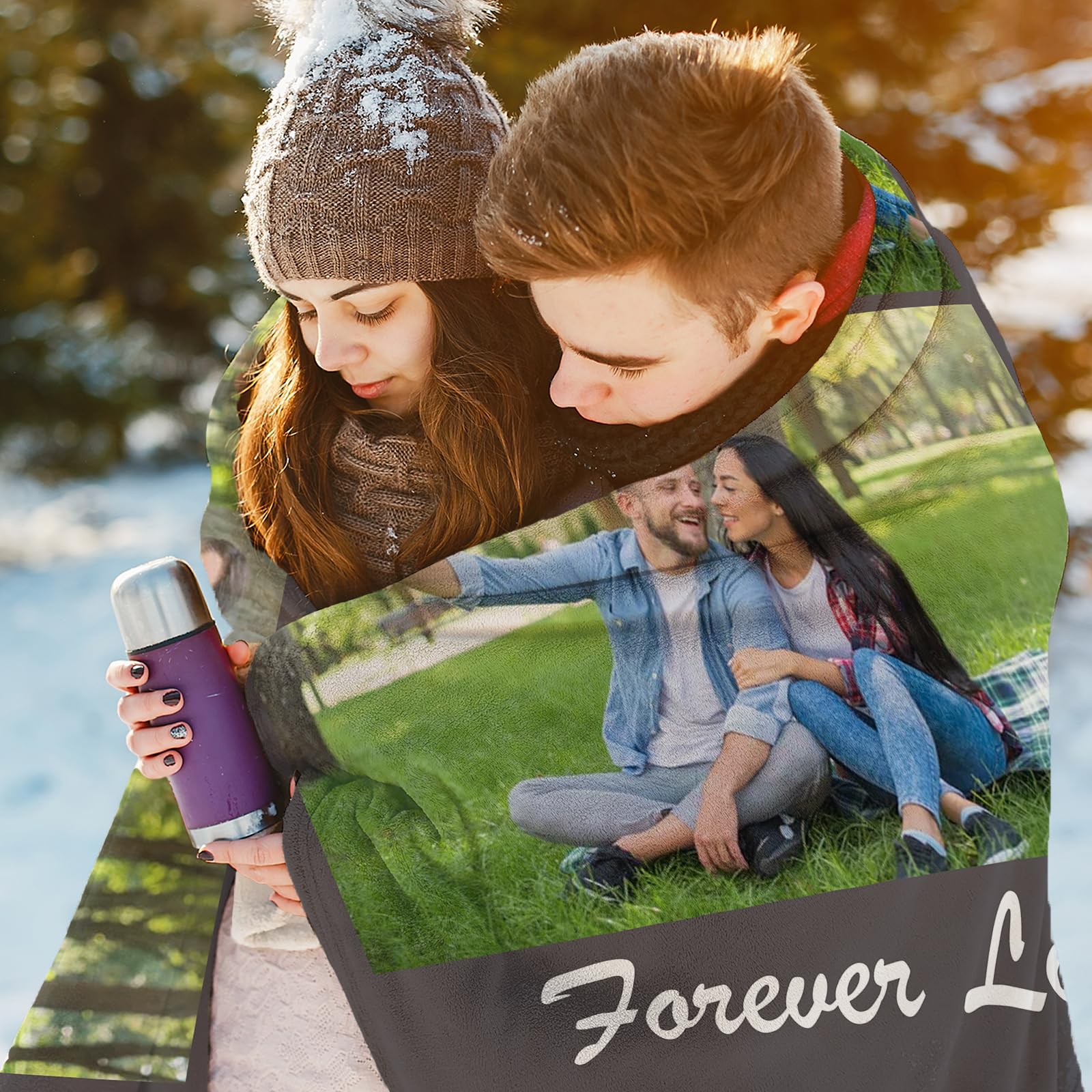 Custom Valentines Day Blanket with Picture Name, Custom Photo Throw Blankets Gifts for Him/Her, Personalized Gift from Boyfriend Girlfriend Wife Husband Couple, Customized Birthday Gifts Ideas