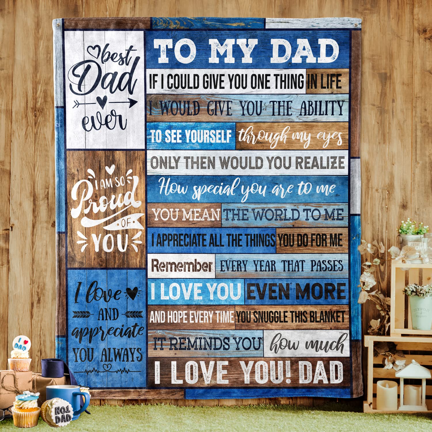 Dad Birthday Gift Birthday Gifts for Dad from Daughter Son Best Dad Gifts Soft Throw Blanket for Bedding Sofa (Dad Gifts, 50 x 60 Inch)