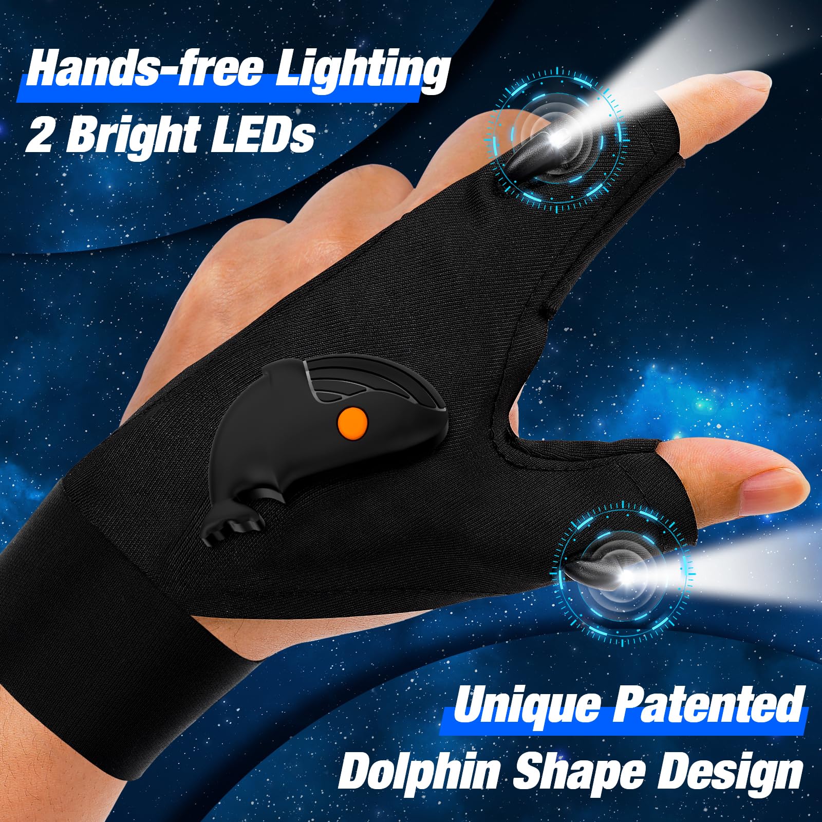 Flashlight Gloves Gifts for Men: LED Flashlight Waterproof Gloves Stocking Stuffers for Men Dad Cool Gadgets, Christmas Birthday Gift Ideas for Husband Boyfriend Him Hands-Free Lighted Work Gloves