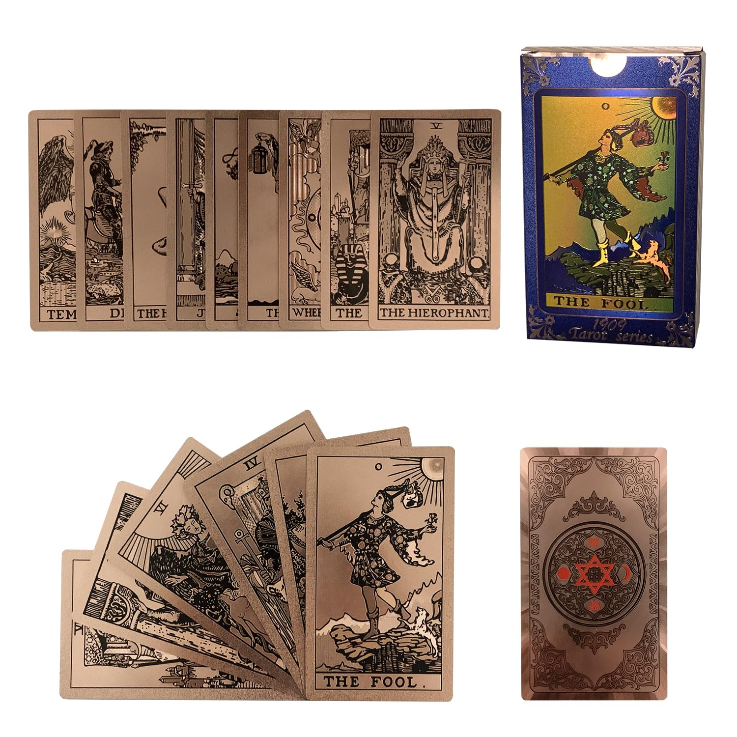 SUNHHX Tarot Cards Deck, 78 Tarot Cards PVC Waterproof Resistant Resistant Classic Tarot Cards with Guidebook for Beginners and Professional Player
