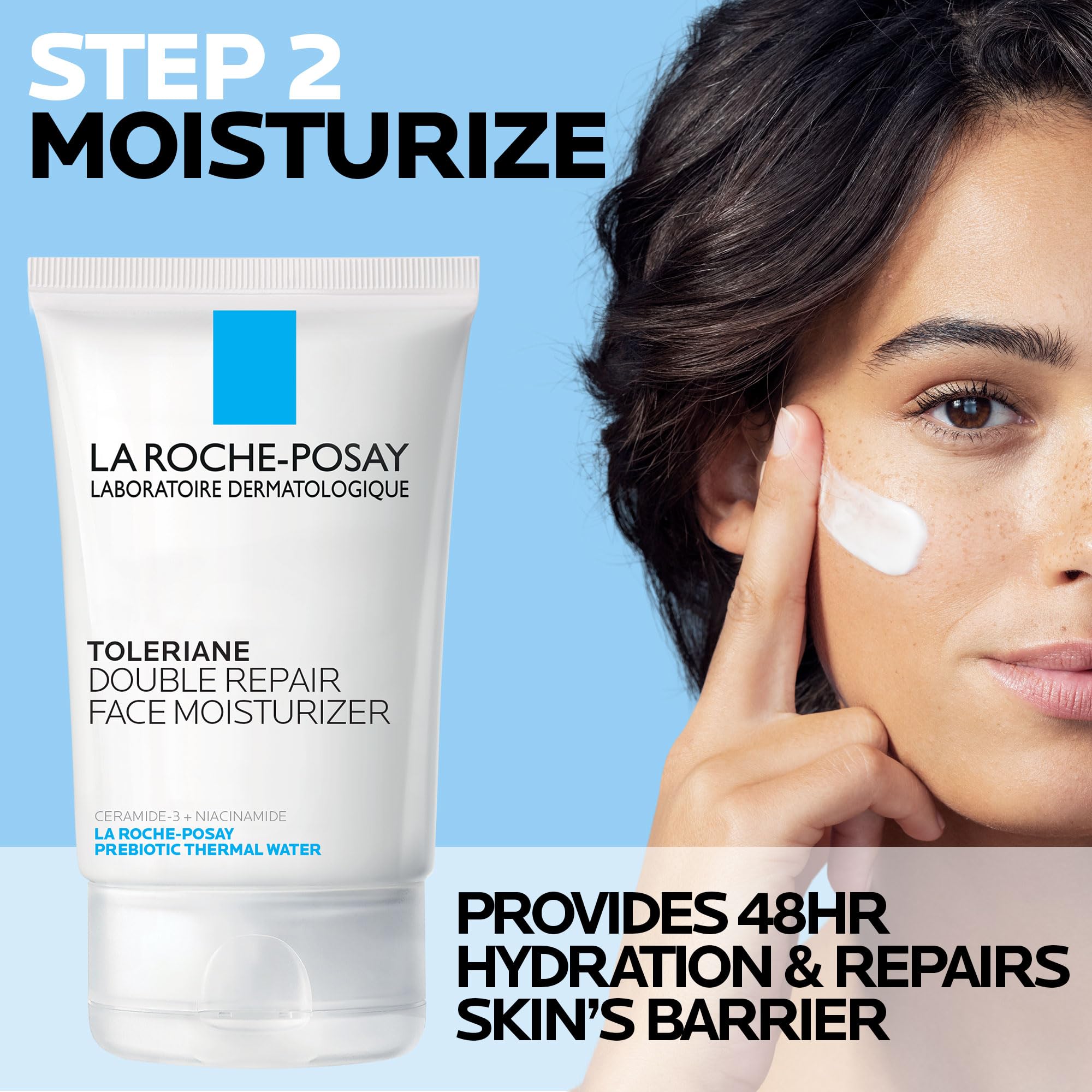 La Roche-Posay Toleraine Skin Care Set | Double Repair Face Moisturizer 100ml & Purifying Foaming Facial Cleanser 50ml | Oil Free Moisturizer & Face Wash For Oily Skin | Formulated with Niacinamide