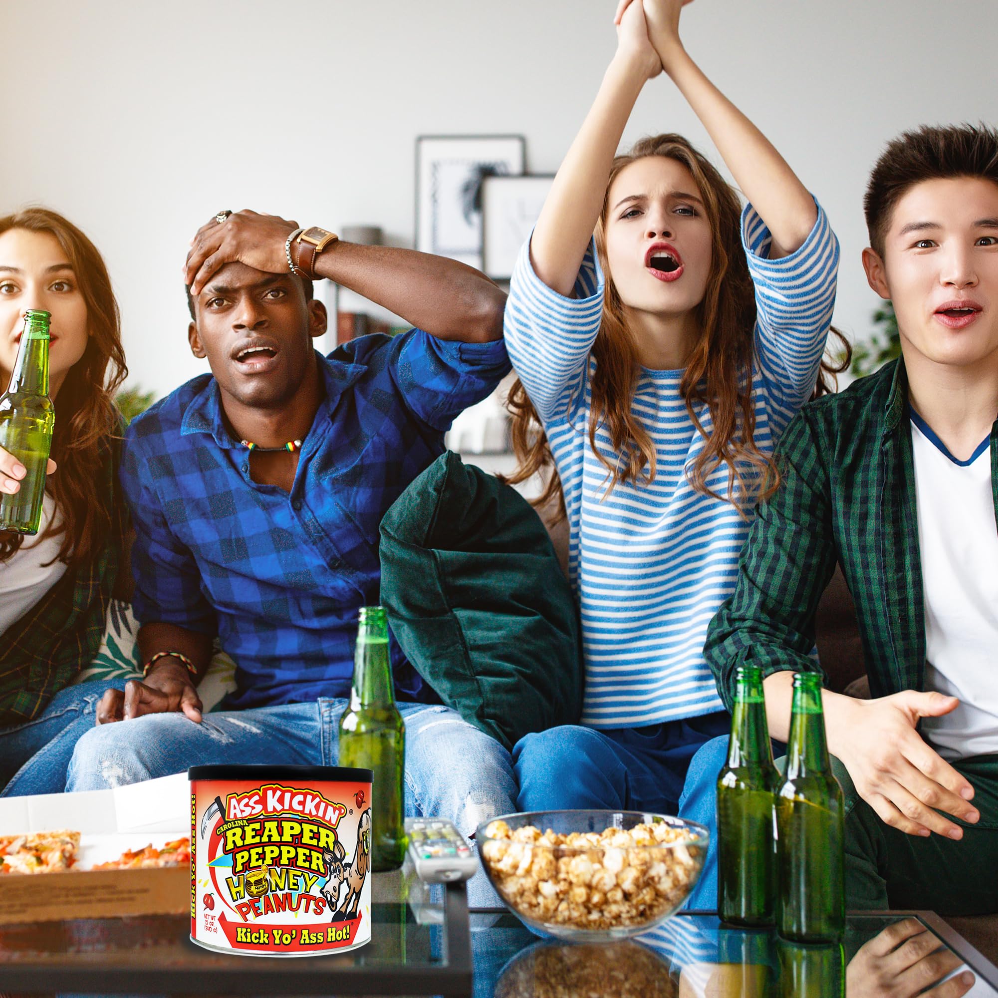 ASS KICKIN’ Carolina Reaper Spicy Hot Peanuts – 12oz - Ultimate Spicy Gourmet Gift Peanuts - Try if you dare!