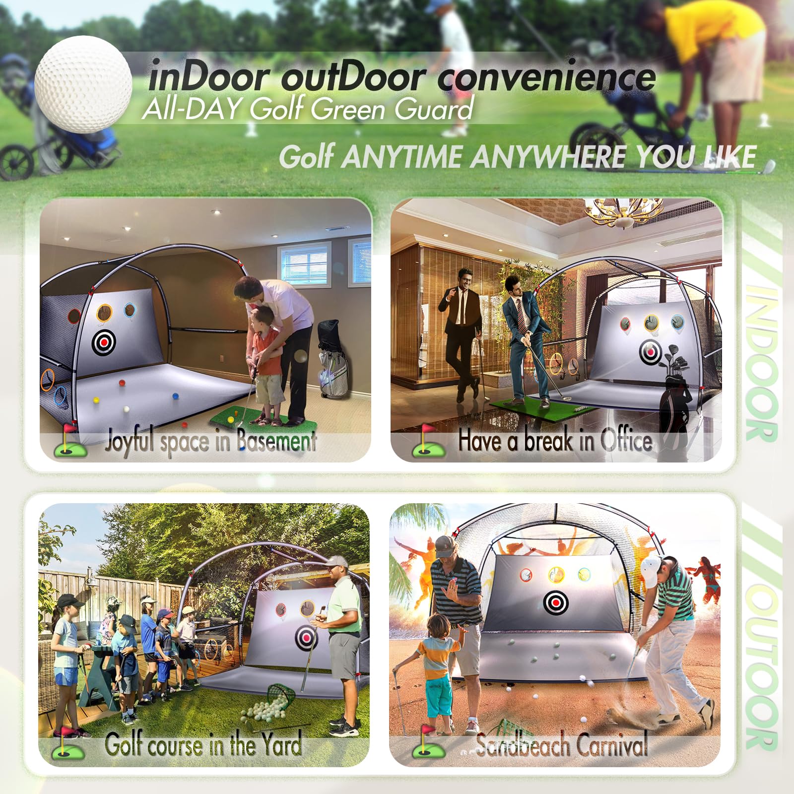 Golf Practice Net,2-in-1 Golf net,Golf Hitting Aids Nets for Backyard Driving Chipping, Home Golf Swing Training with Targets /1 Golf Mat / 12 Golf Balls / 1 Golf Tees/Bag - Men Indoor Outdoor Sports…