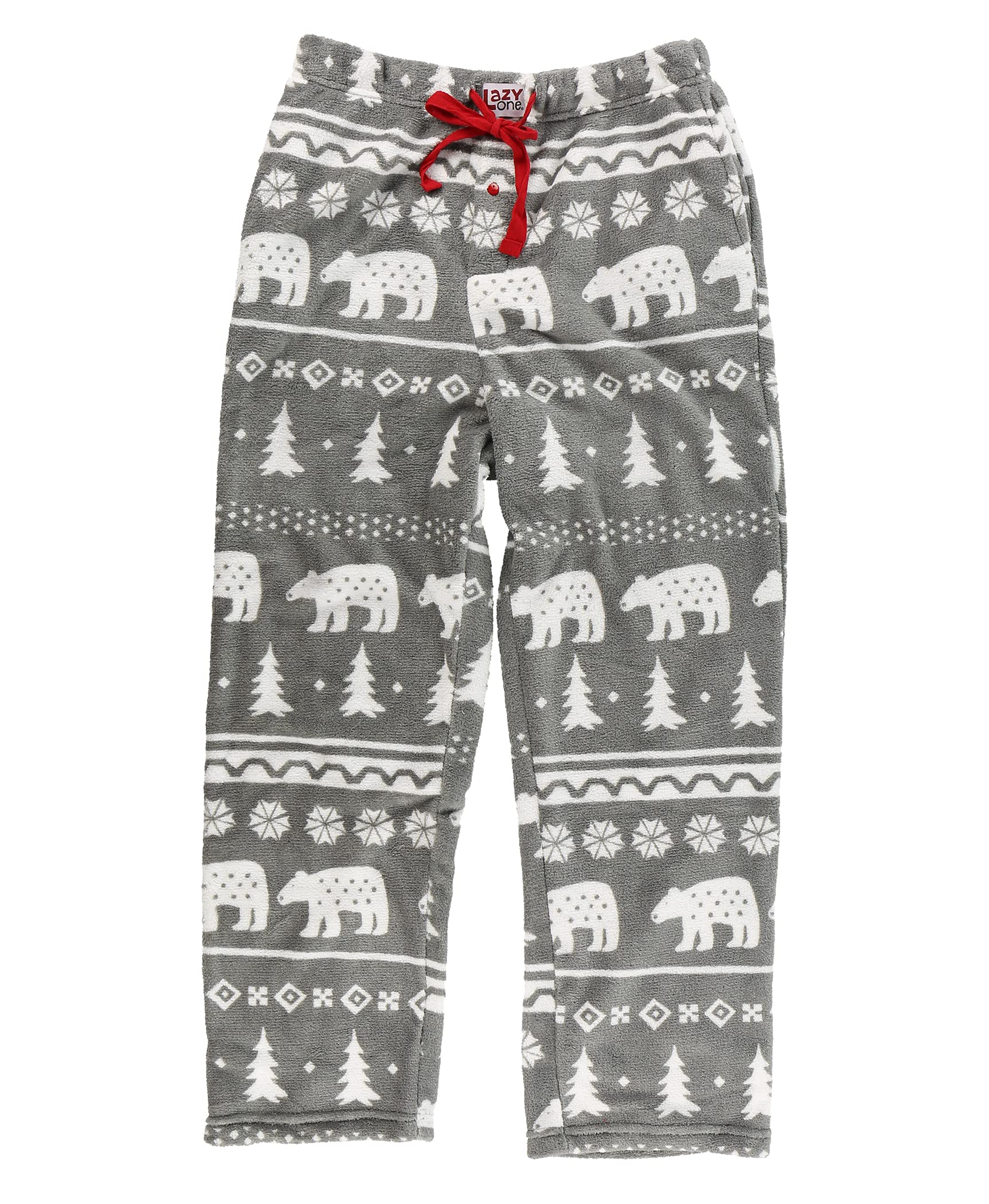 Lazy One Men's Fleece Pajama Pants, Nordic Fleece Pajama Bottoms for Men, Winter (Nordic Bear, Large)