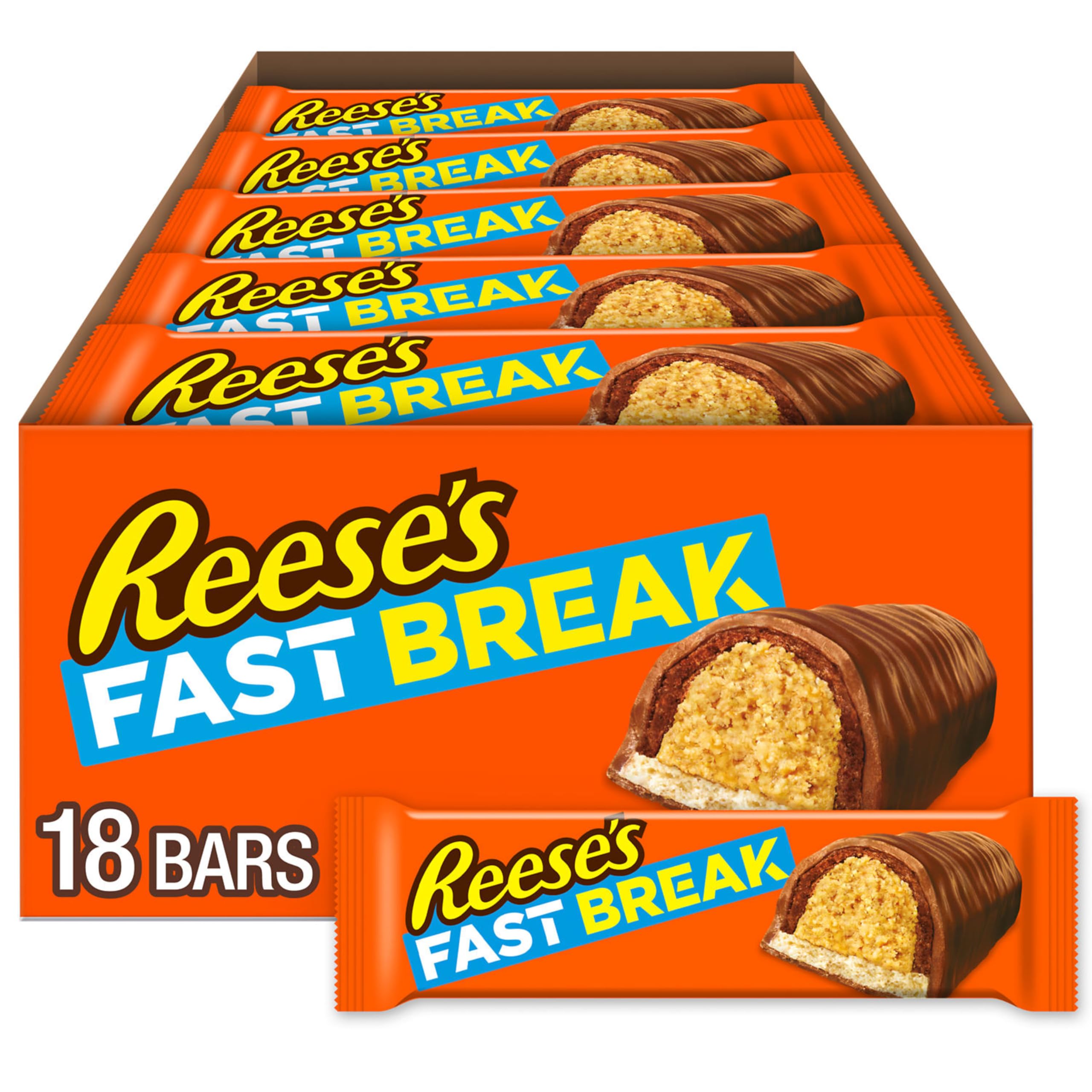 REESE'S FAST BREAK Peanut Butter Nougat Candy Bars, 1.8 oz (Pack of 18)
