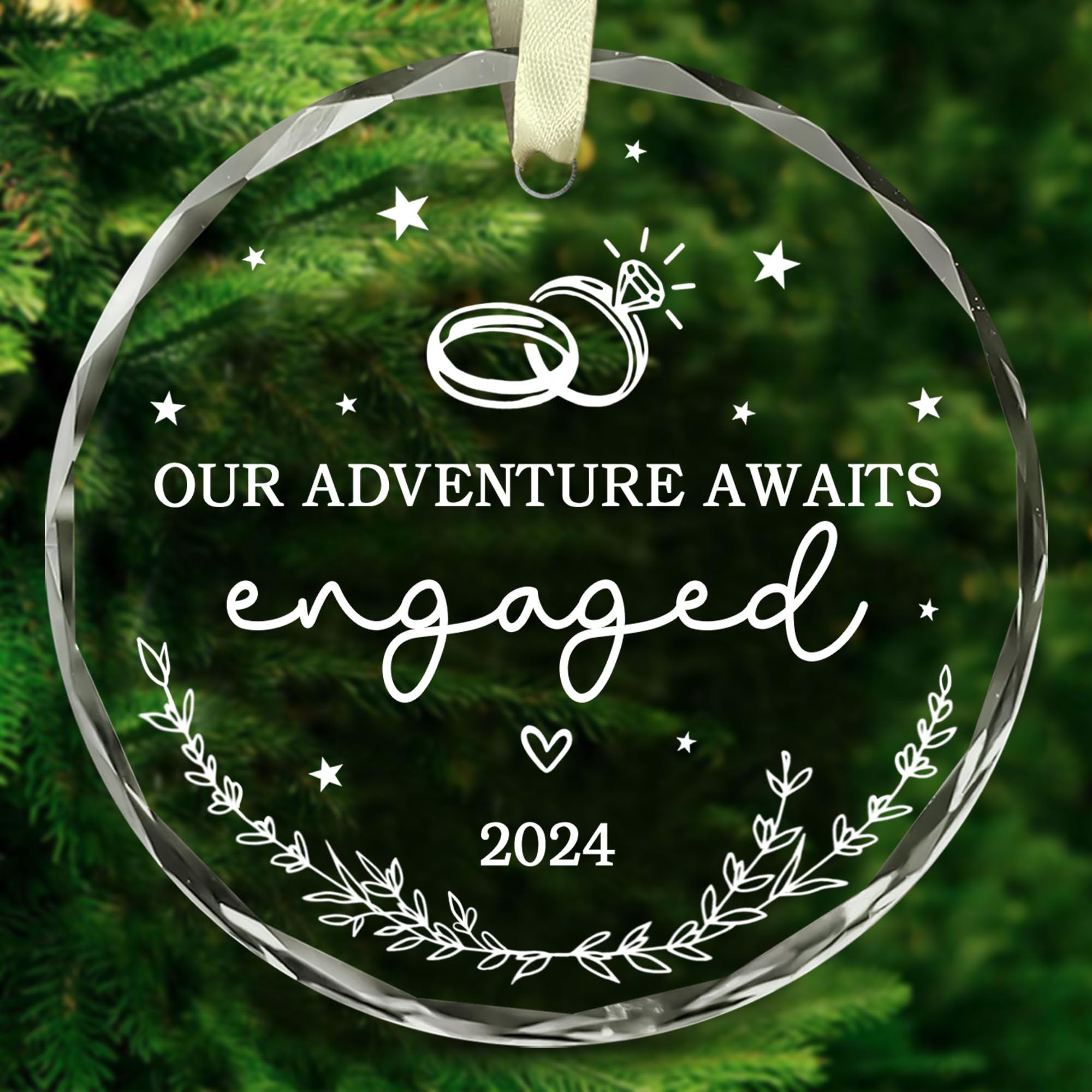 BSQUIELE Engagement Gifts for Couples Newly Engaged - Engaged Gift - Engagement Christmas Ornament 2024 - Wedding Gifts for Couples, Mr, Mrs, Him, Her - Happy Engagement Gifts for Bride, Wife