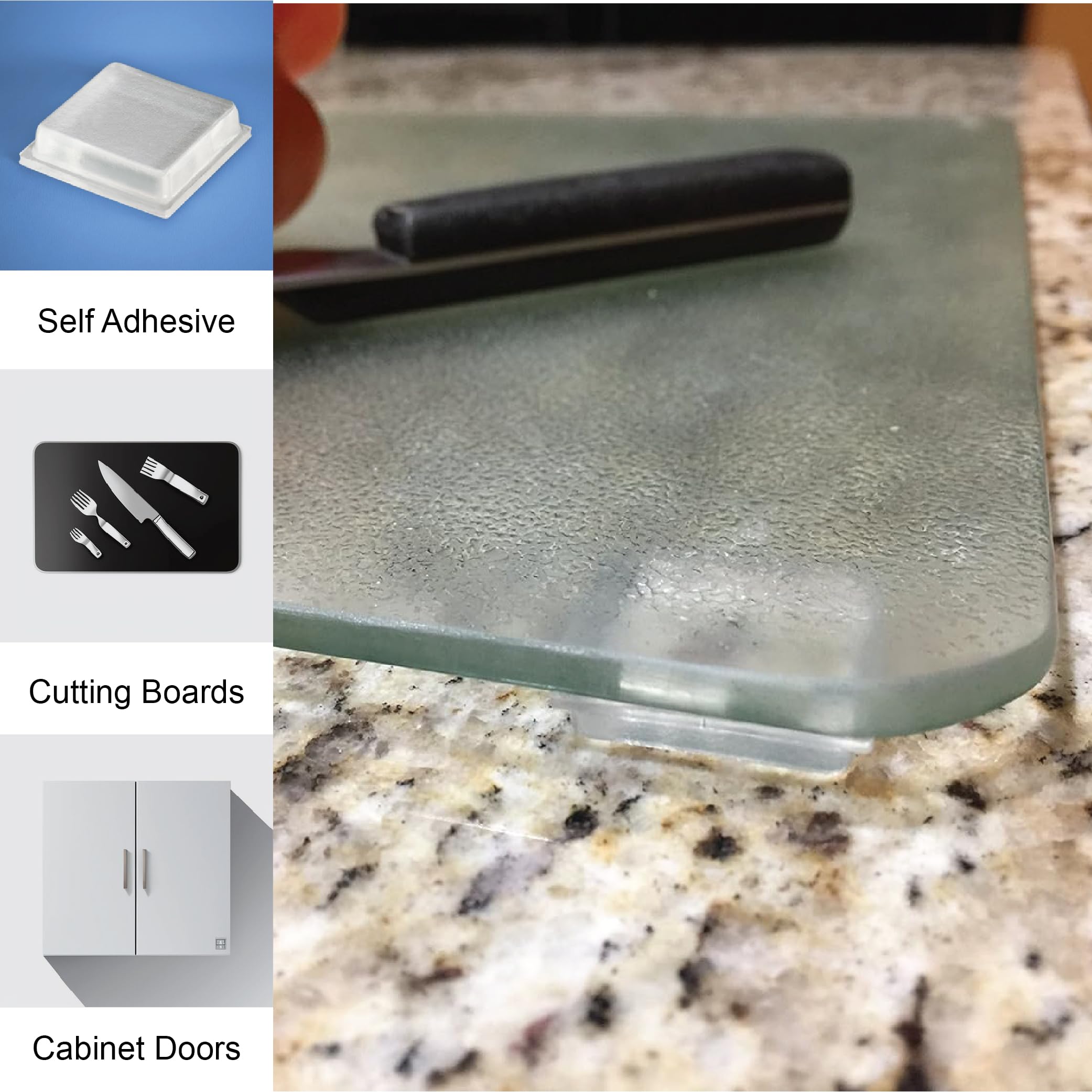 1 Inch Clear Adhesive Bumpers Combo Pack (Square, Circle) - Made in USA - Set of 23 Transparent Glass Protective Pads, Self Stick Rubber Pads for Glass Table Top, Furniture Feet, Picture Frames