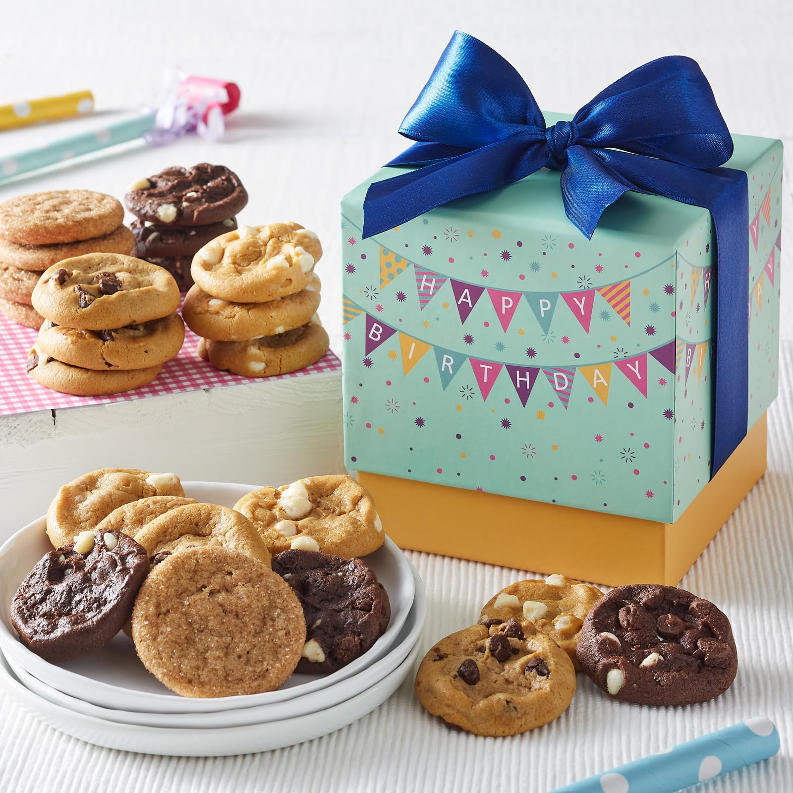 Mrs. Fields - Birthday Bulletin Mini Cookie Box, Assorted with 24 Nibblers Bite-Sized Cookies in our 5 Signature Cookie Flavors