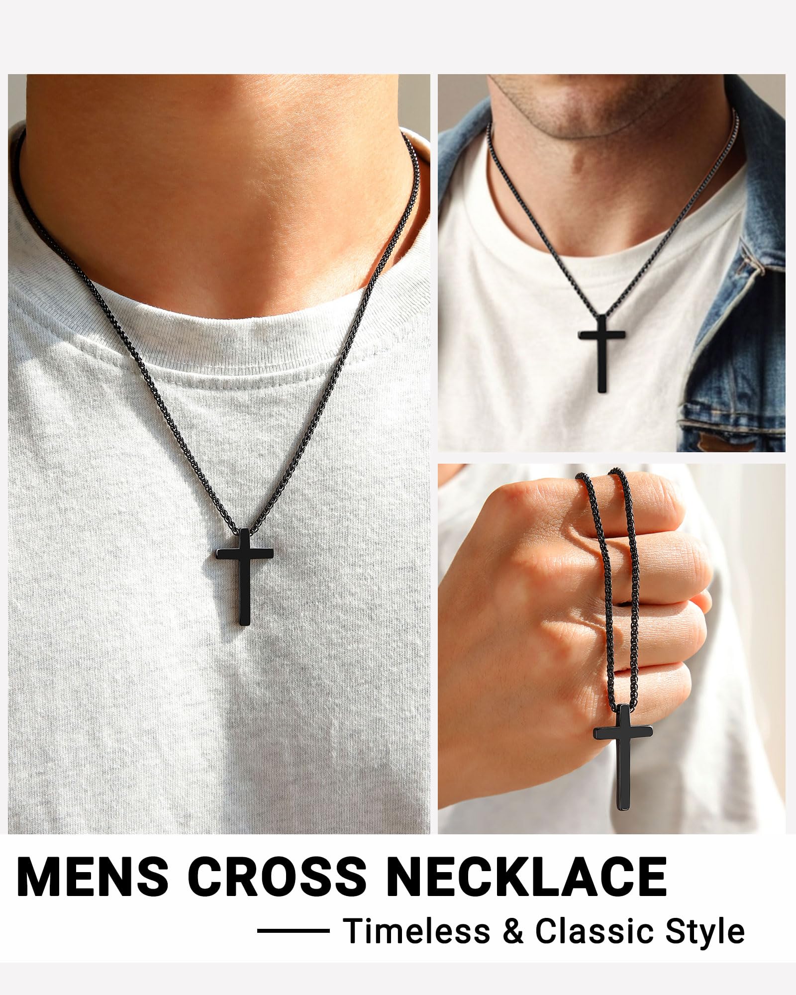 ORISPRE Teen Boy Gifts Ideas Cross Necklace for Men Christian Christmas Stocking Stuffers for Teens Teenage Boys 8 12 13 15 14 16 18 Year Old Birthday Religious Baptism Gifts