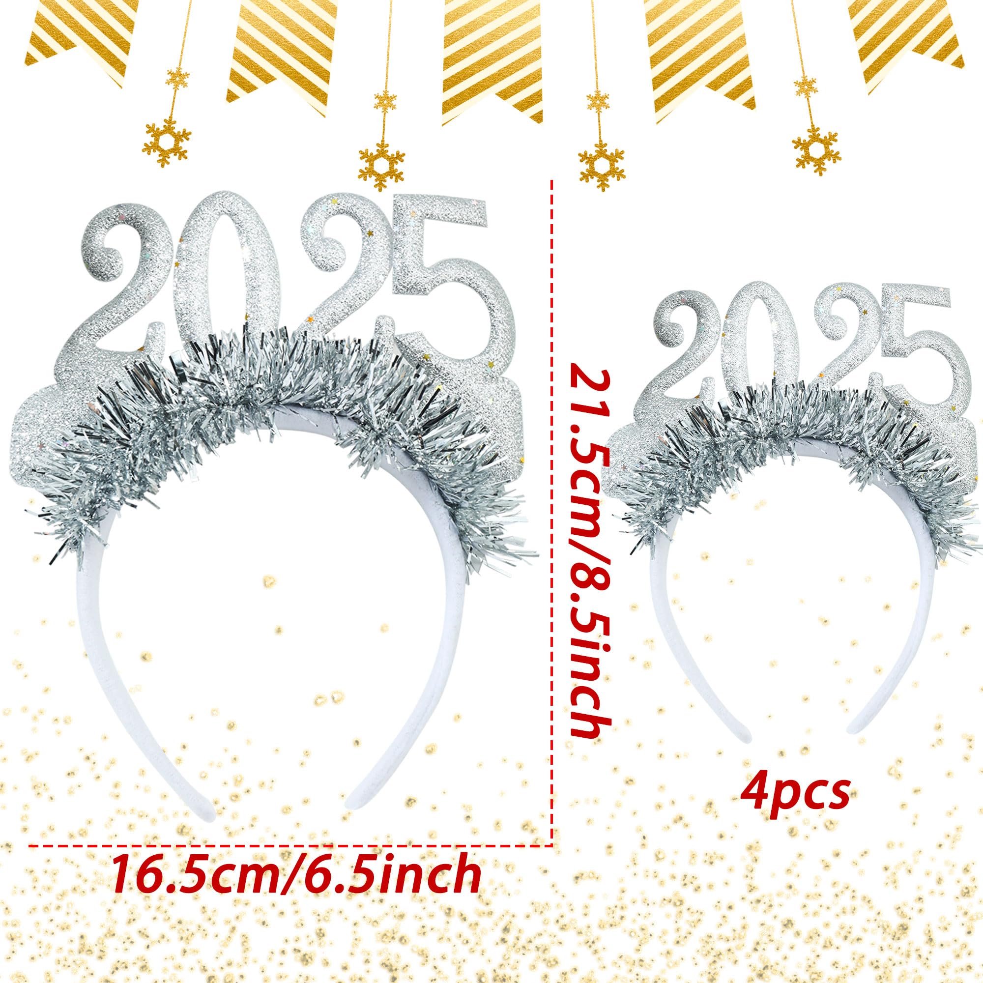 JeVenis 2025 Happy New Year Party Supplies 2025 Photo Booth Props Happy New Year Hat Happy New Year Headband New Year Eve Party Hat New Year Eve Party Supplies Photo Booth Prop