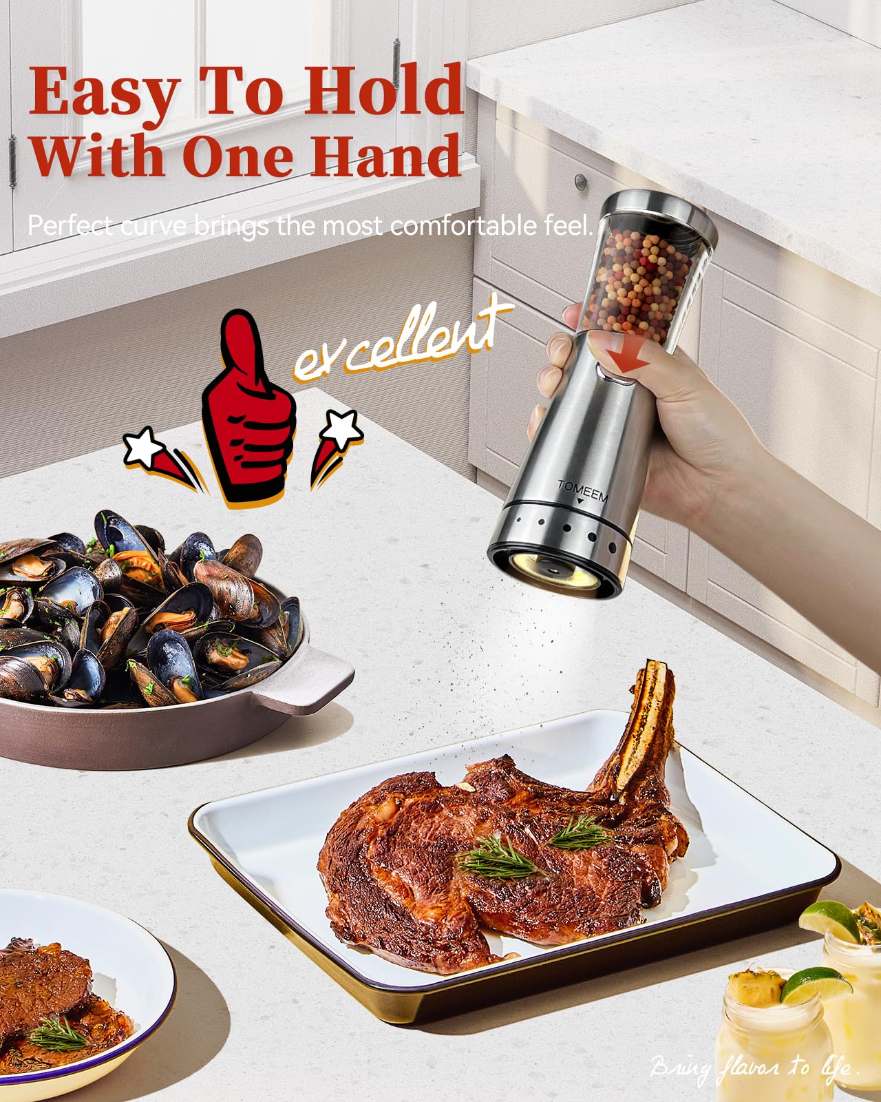 Electric Salt and Pepper Grinder Set with Storage Base, Stainless Steel Rechargeable Salt and Pepper Grinder Set with 4.5oz Large Capacity, 1.8" Wide Mouth, Adjustable Coarseness, Ideal for Kitchen