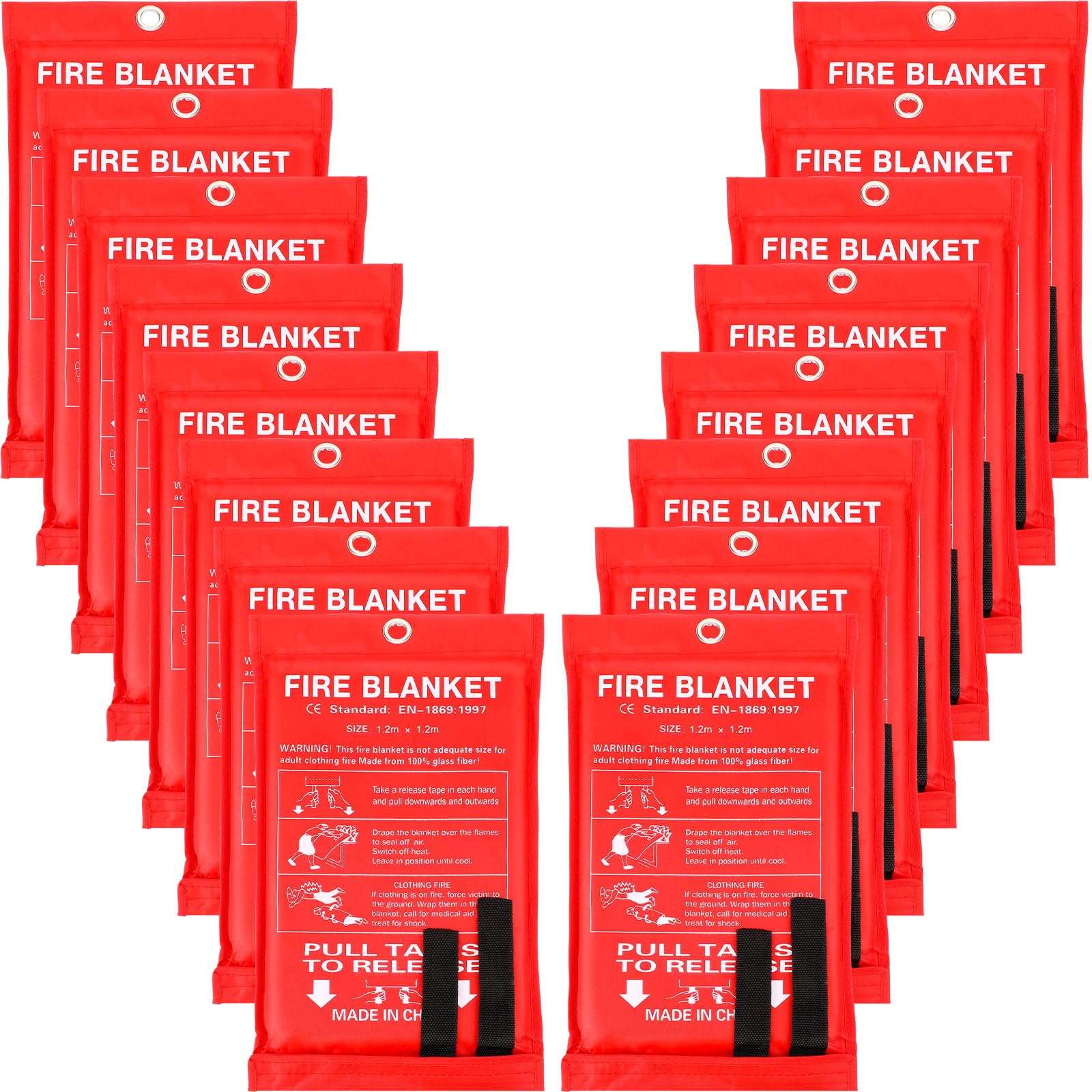 Jerify 16 Pack Fire Blanket for Home Emergency Fire Blanket 47 x 47 Inch Kitchen Fire Suppression Blanket Fiberglass Fire Blanket Flame Retardant Protection and Heat Insulation (Red)