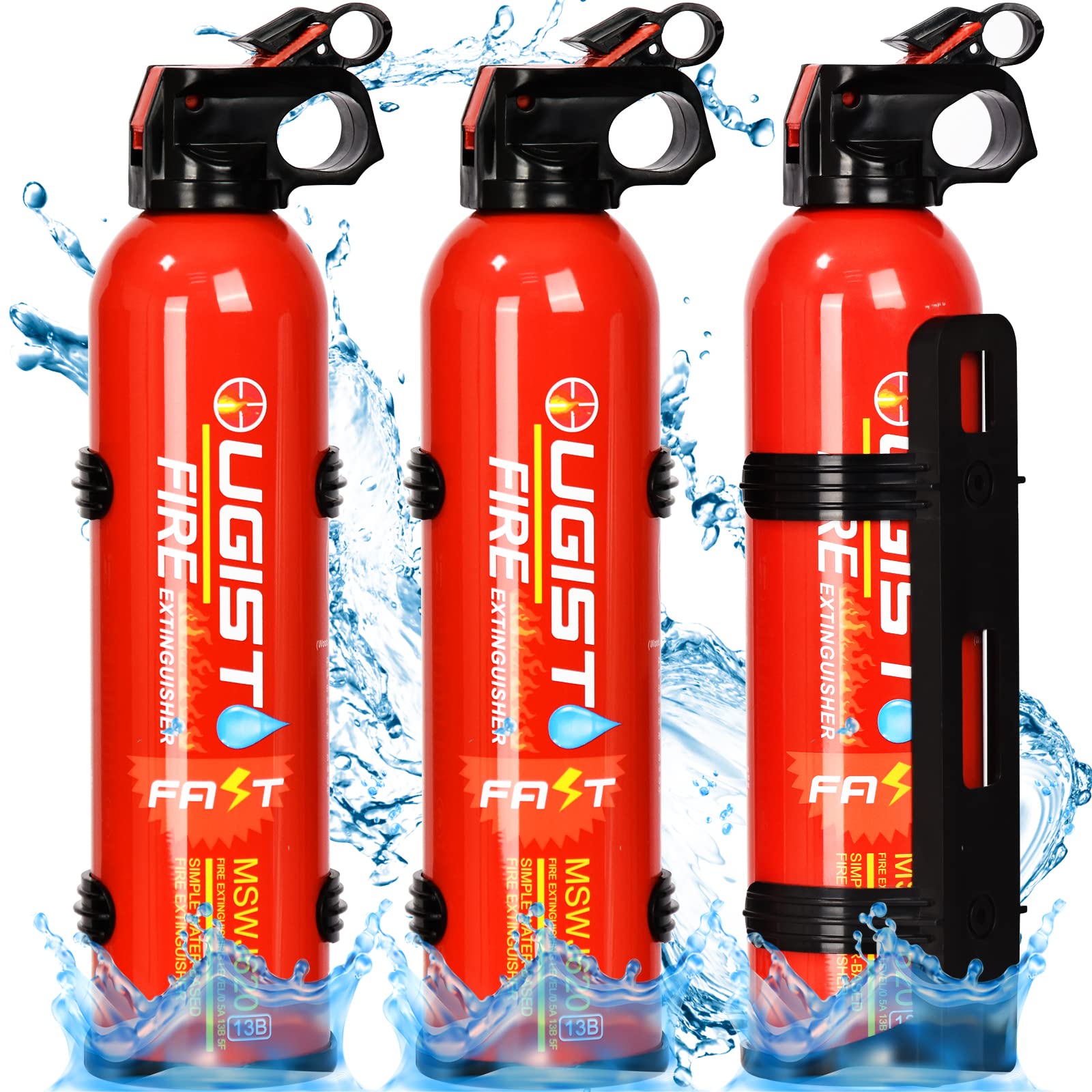 3Pcs Fire Extinguisher for home with Bracket Ougist 620ml Fire Extinguishers for the House/Car/Kitchen, which can prevent re-ignition-Easy to Clean