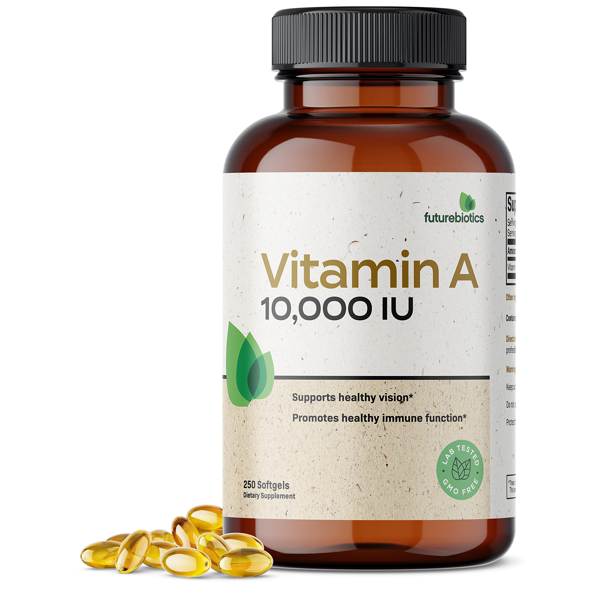 Futurebiotics Vitamin A 10,000 IU Premium Non-GMO Formula Supports Healthy Vision & Immune System and Healthy Growth & Reproduction, 250 Softgels